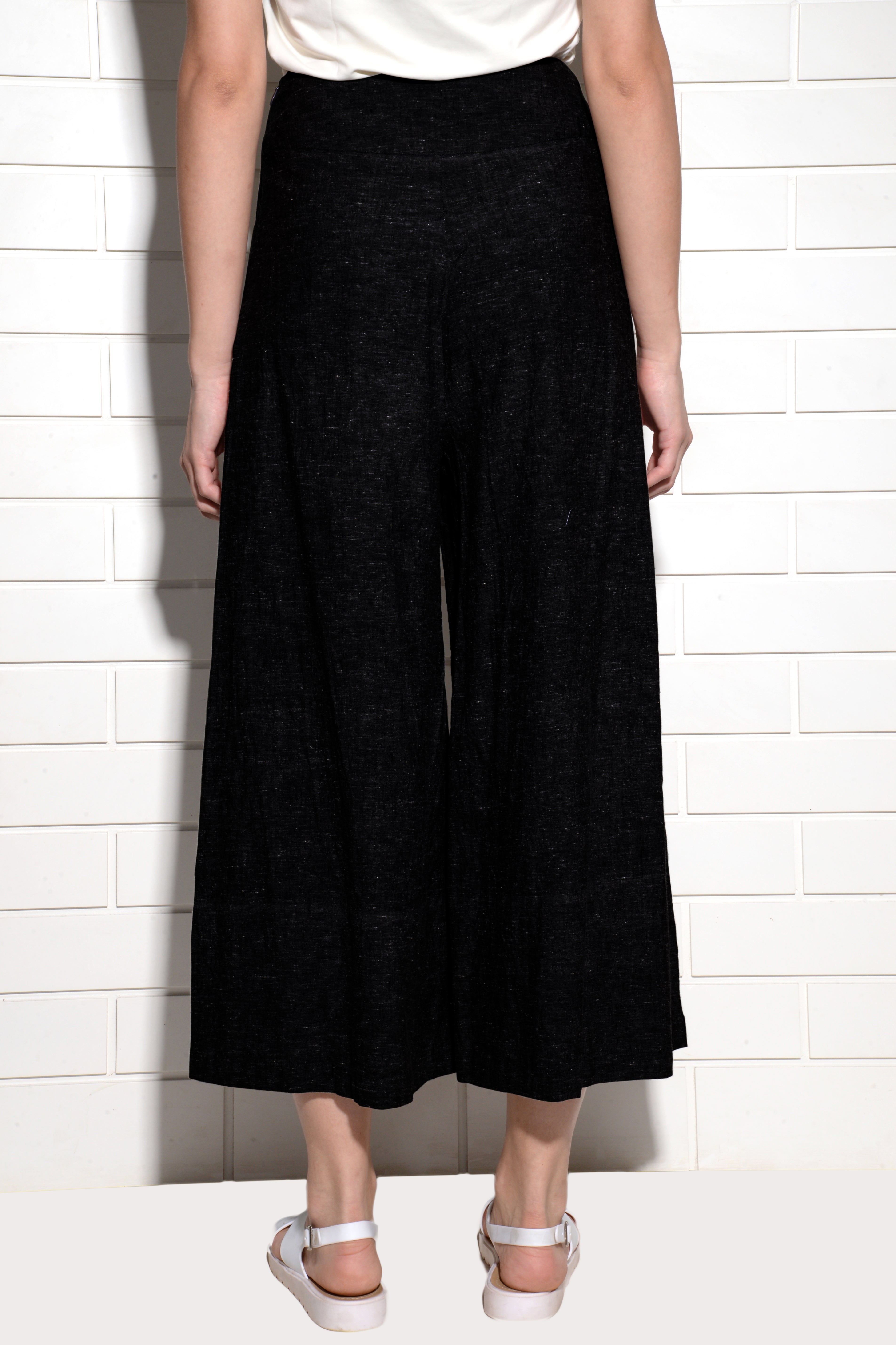 Caliph wide leg cropped pants black