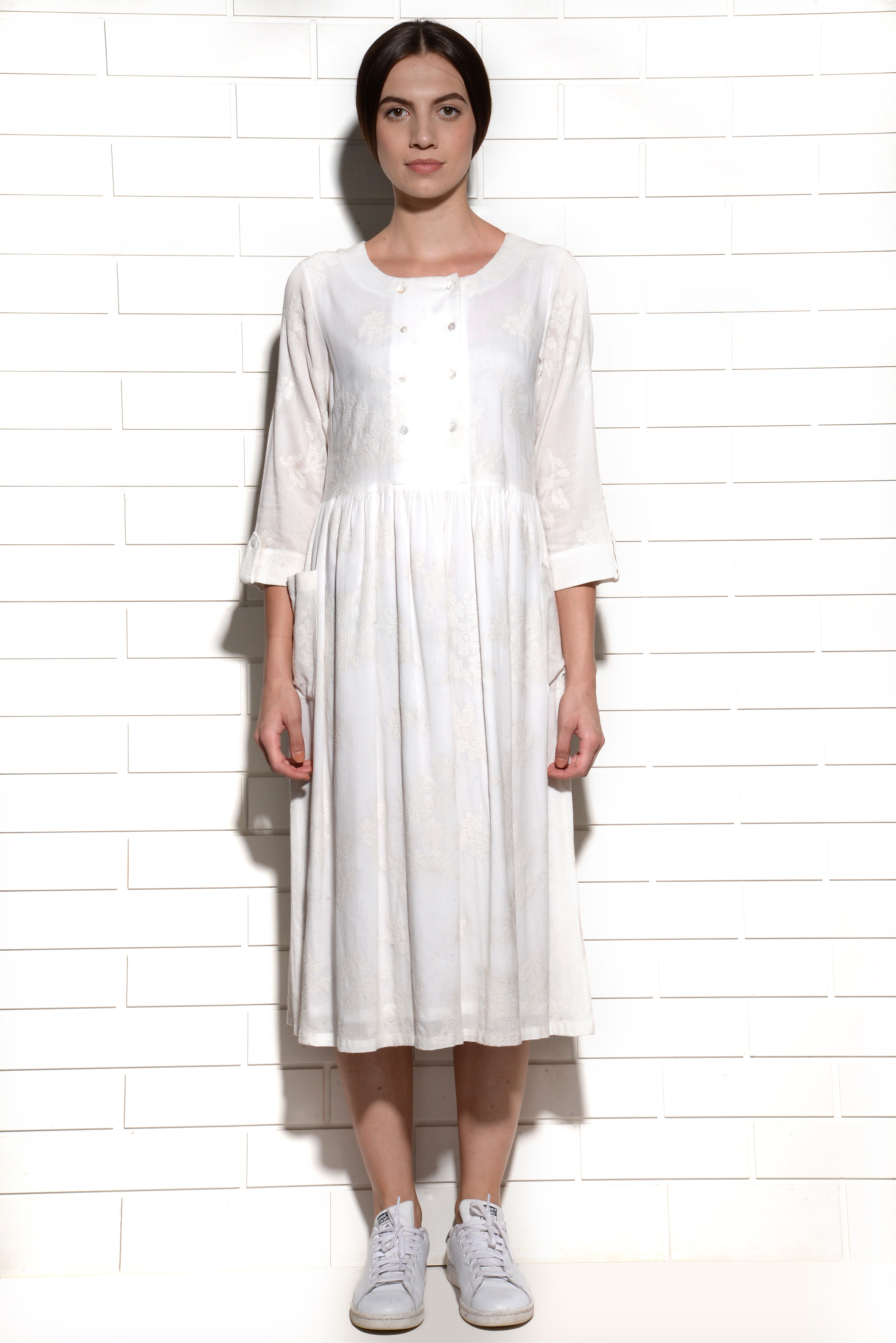 Alabaster embroidered Dress