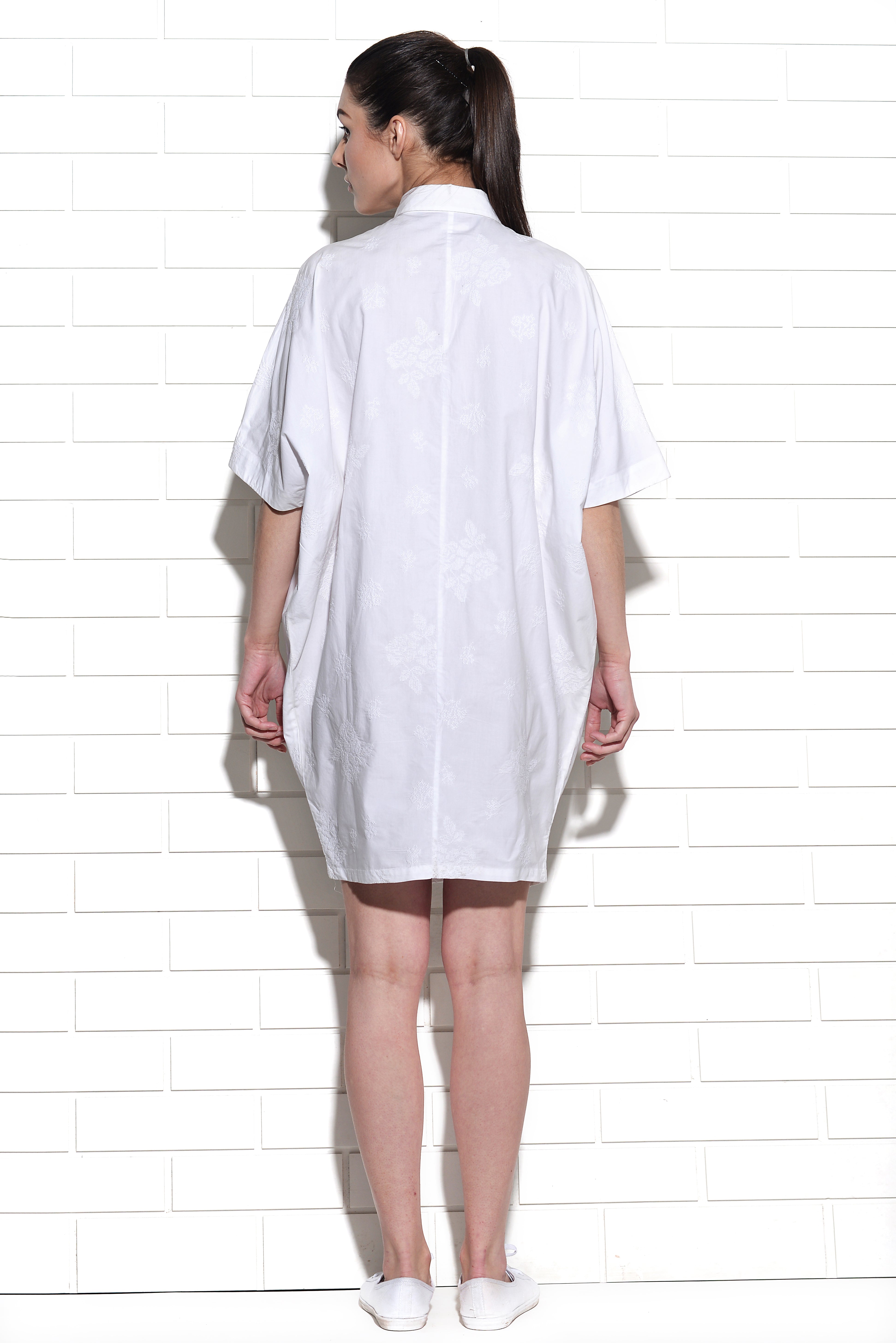 Cocoon Dress with cross stitch embroidery