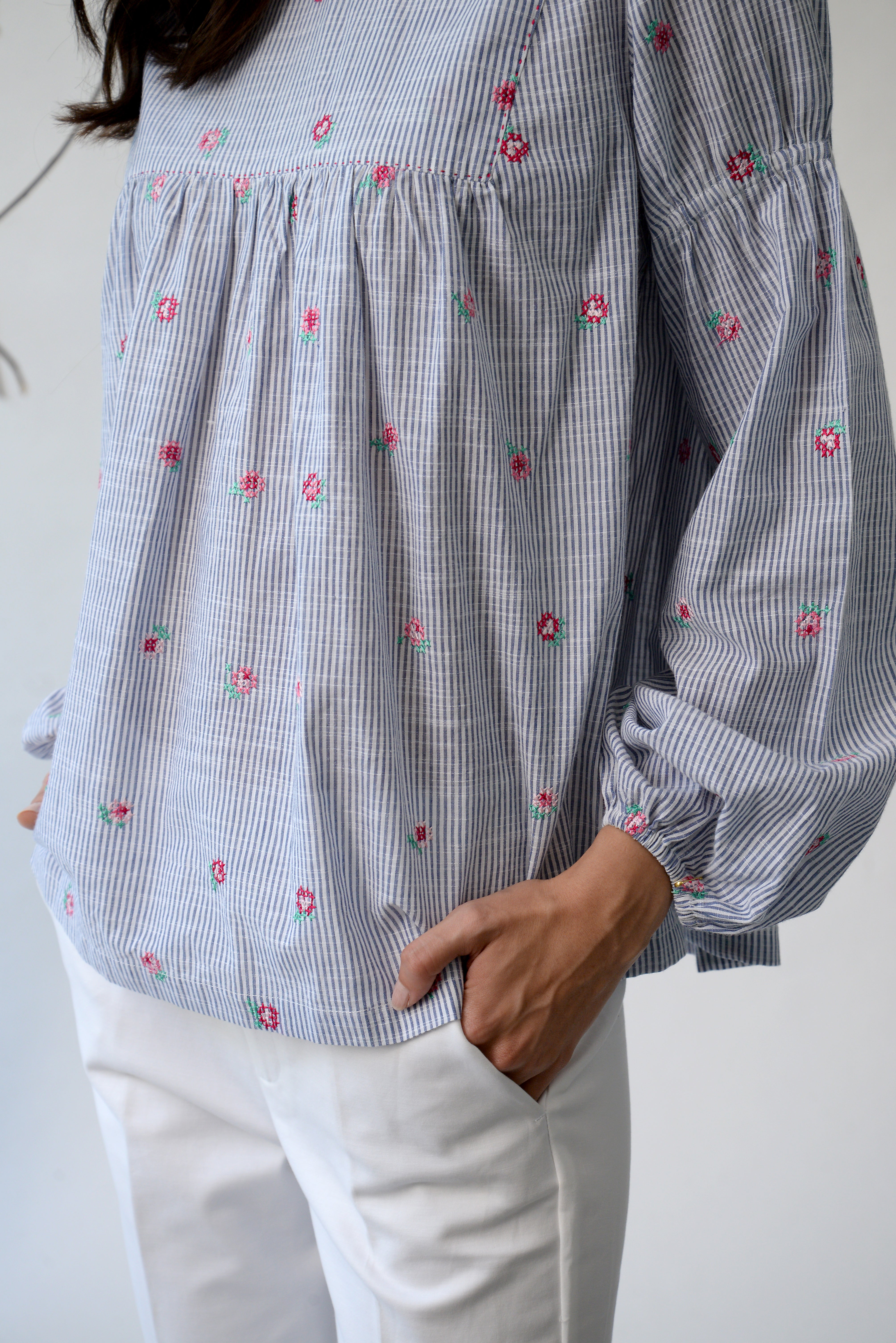 Floribunda Rose Peasant Top