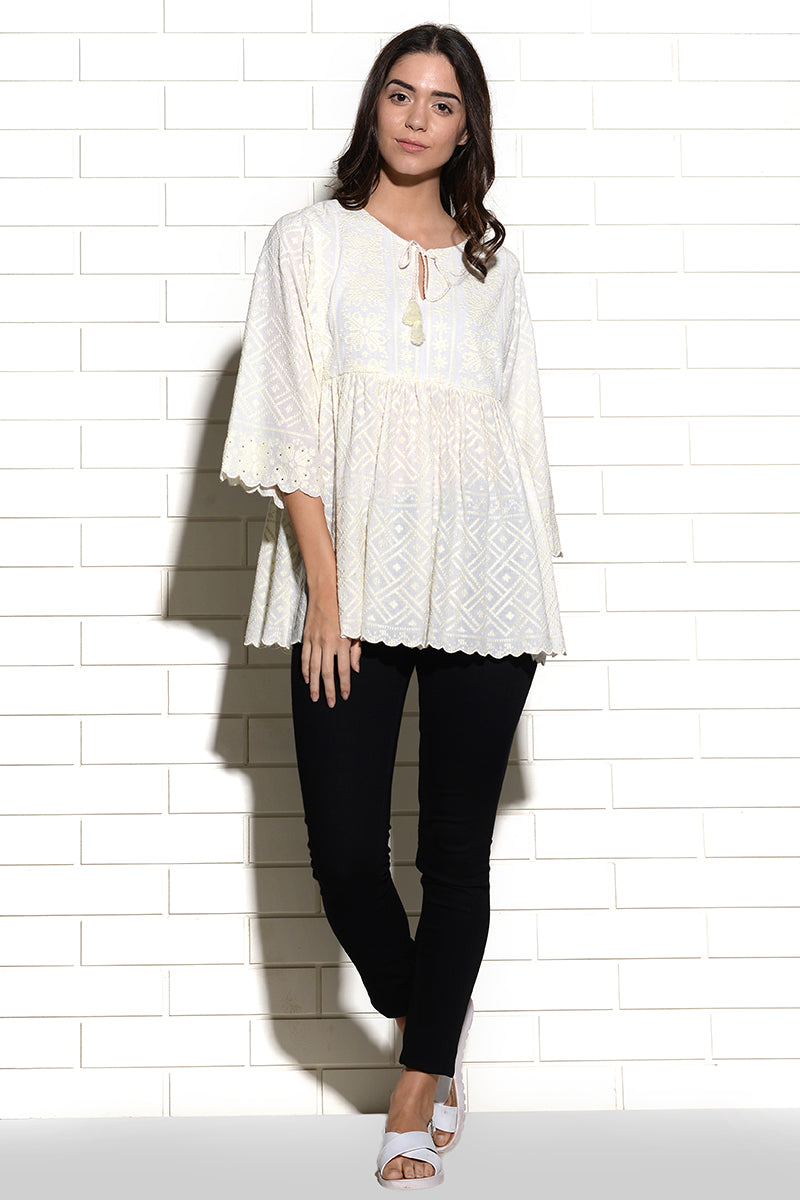 Opatija embroidered peasant Top