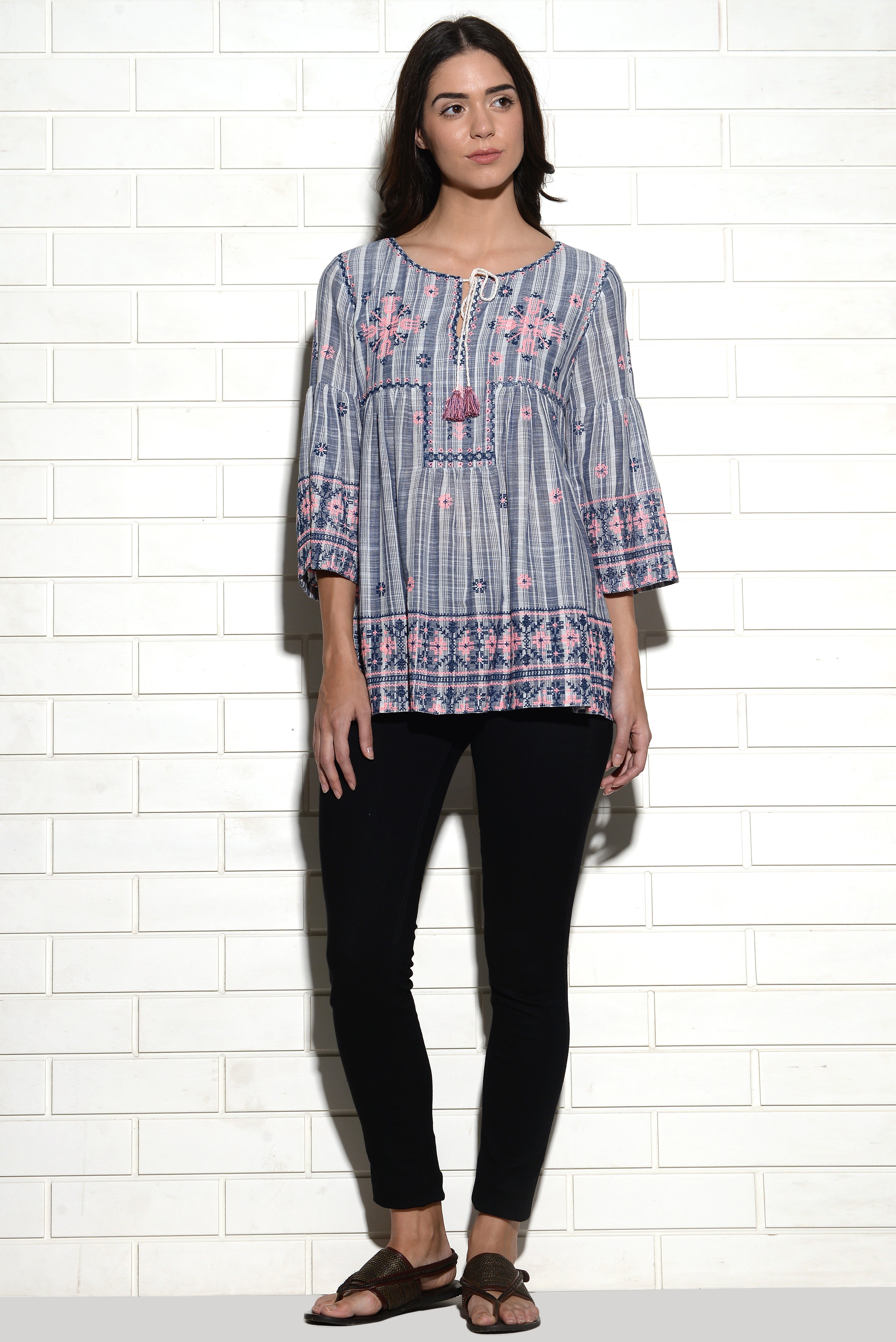 Novalja embroidered top with tassles