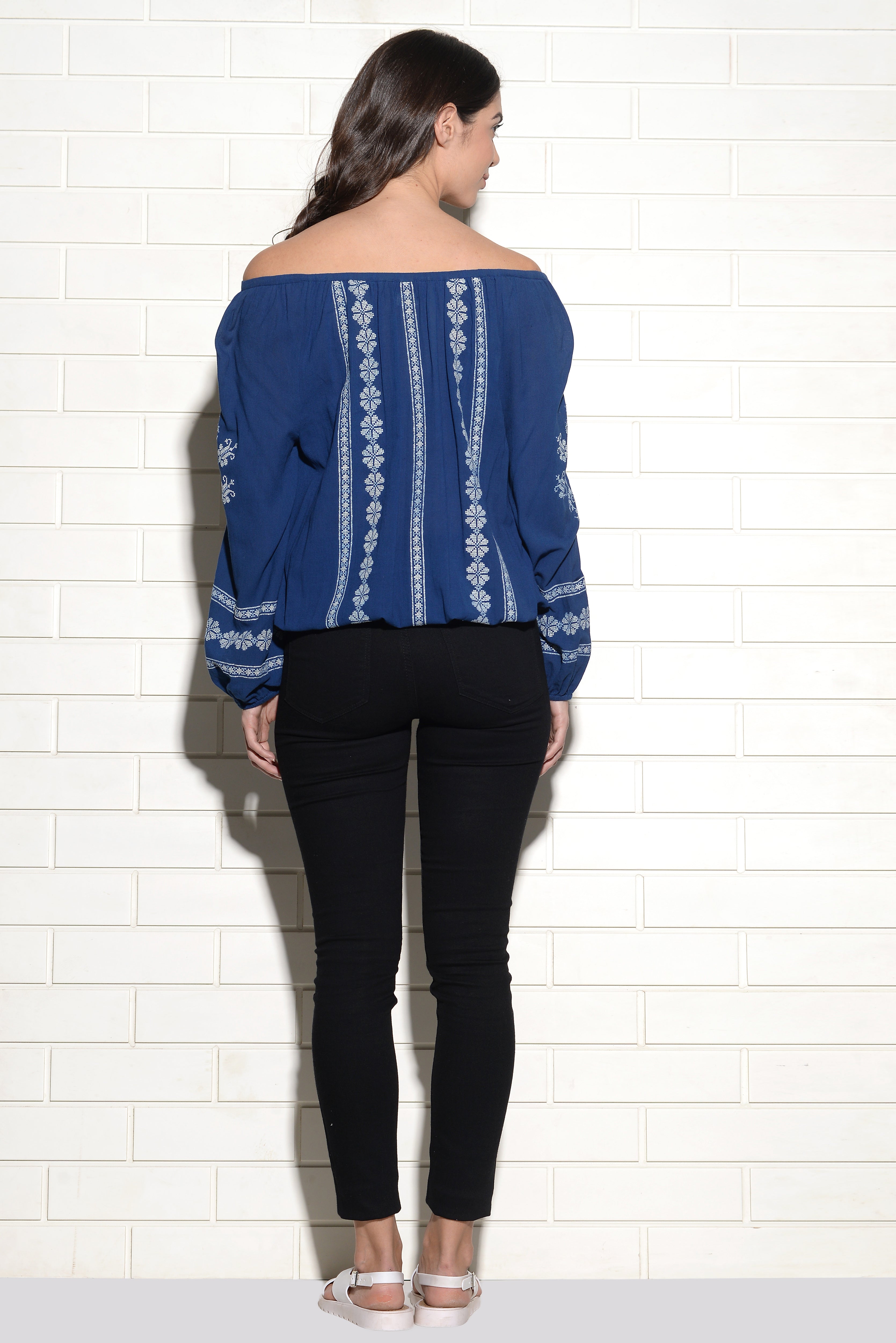 Off shoulder Zagreb embroidered top