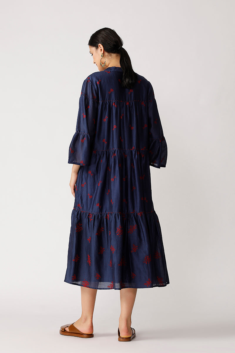 Twister Embroidered Tiered Dress