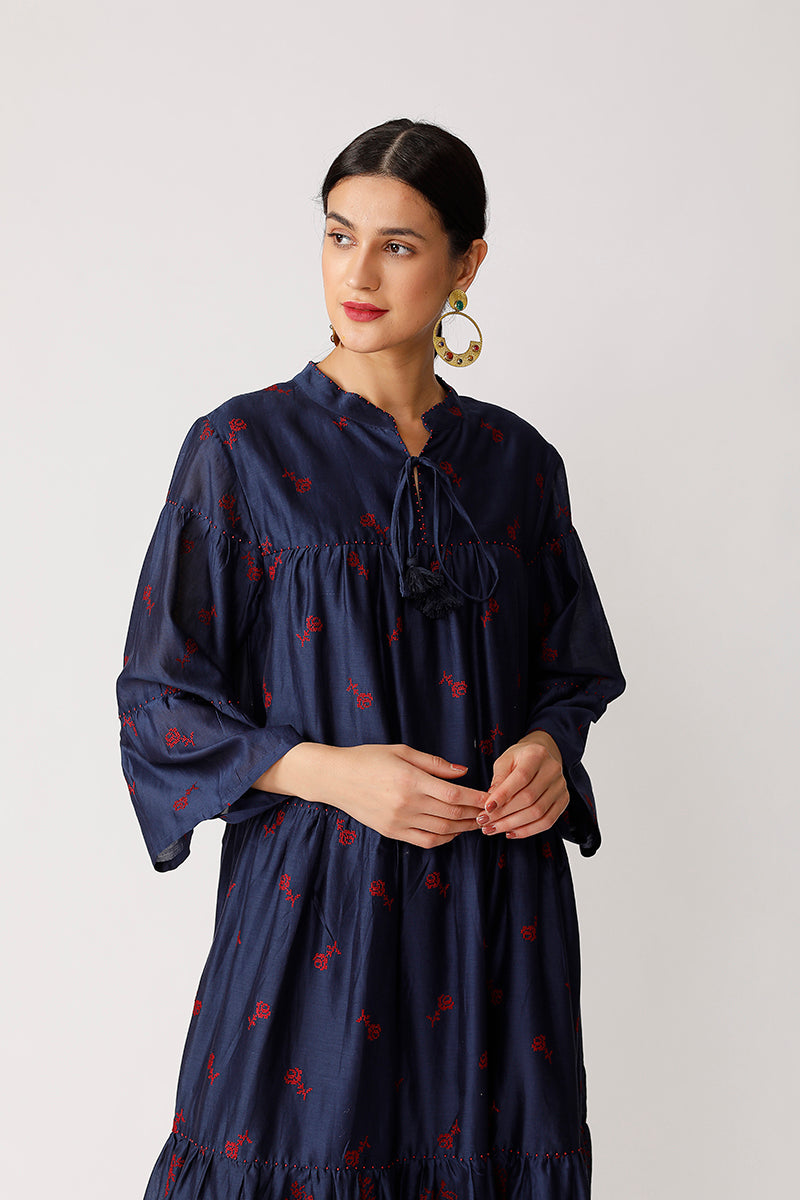 Twister Embroidered Tiered Dress