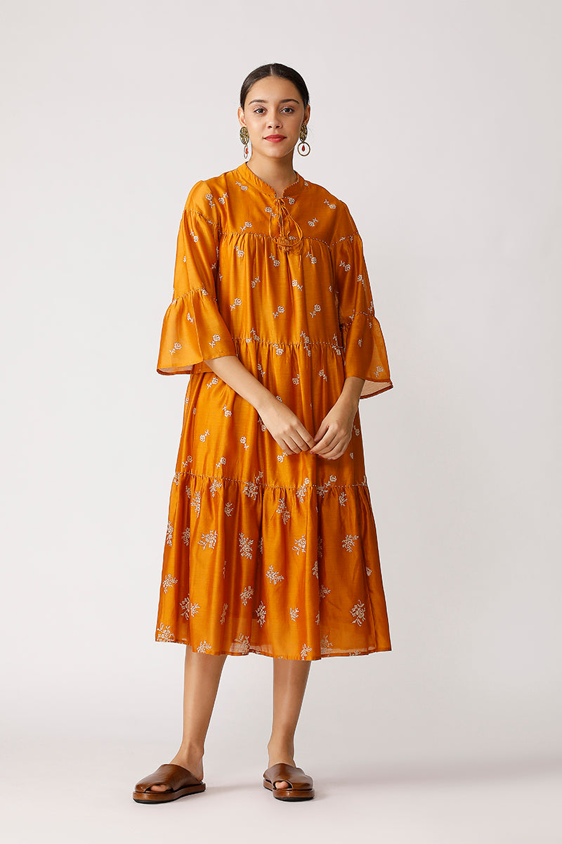 Twister Embroidered Tiered Dress