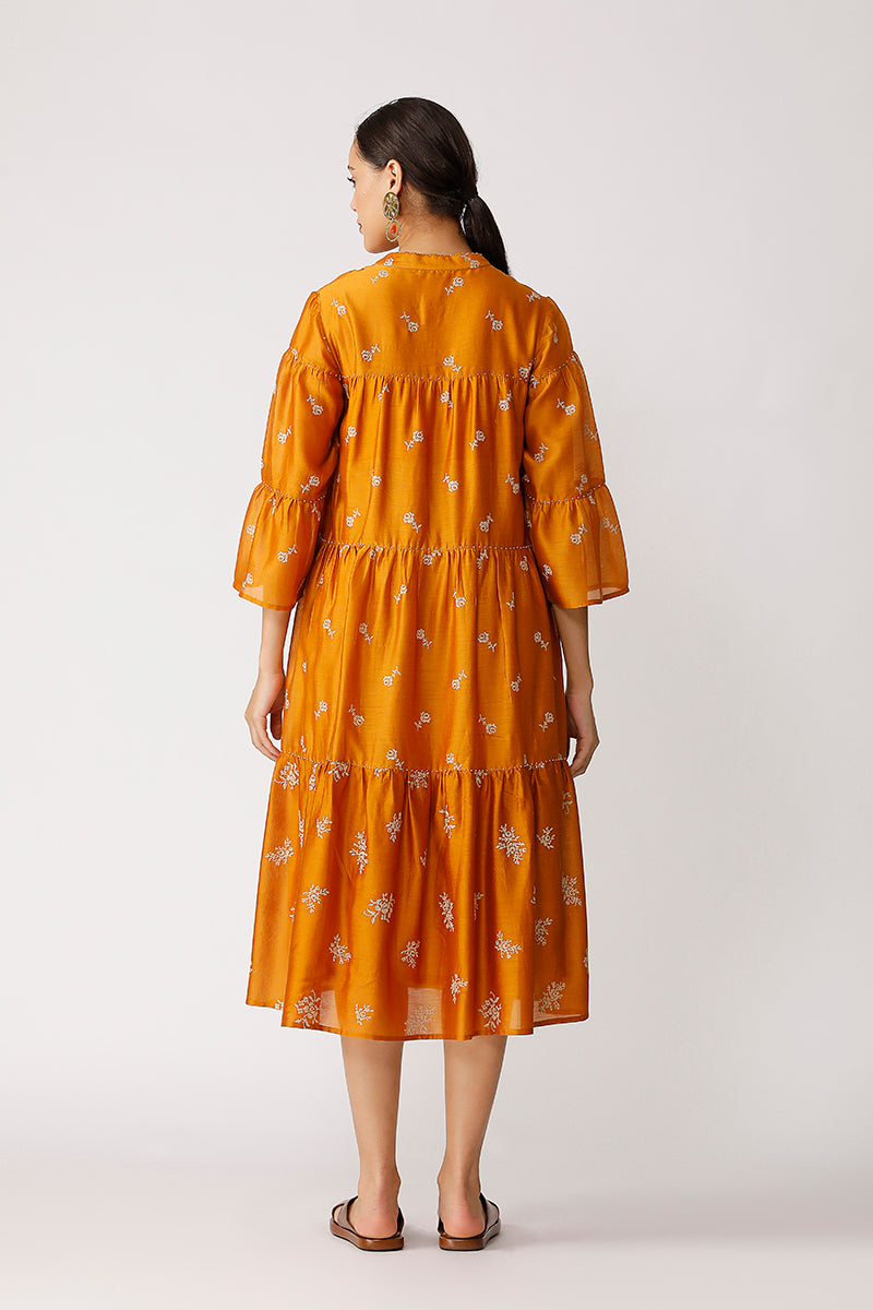Twister Embroidered Tiered Dress