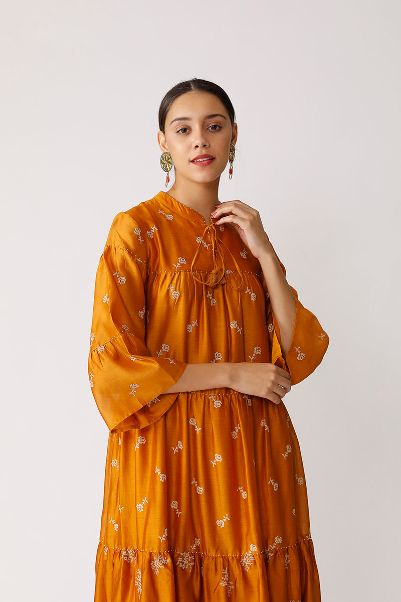 Twister Embroidered Tiered Dress