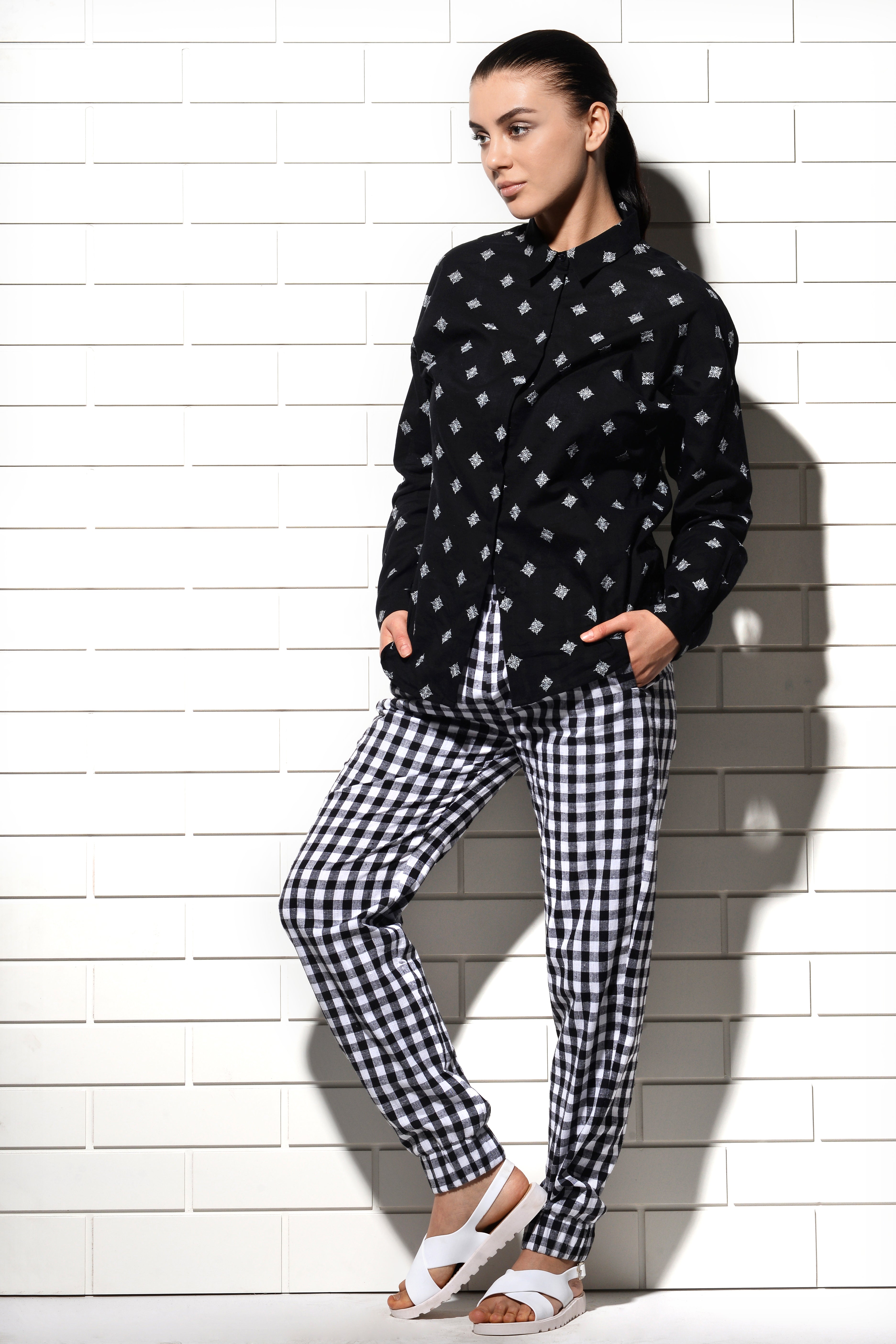 Payaso woven check elasticated pants