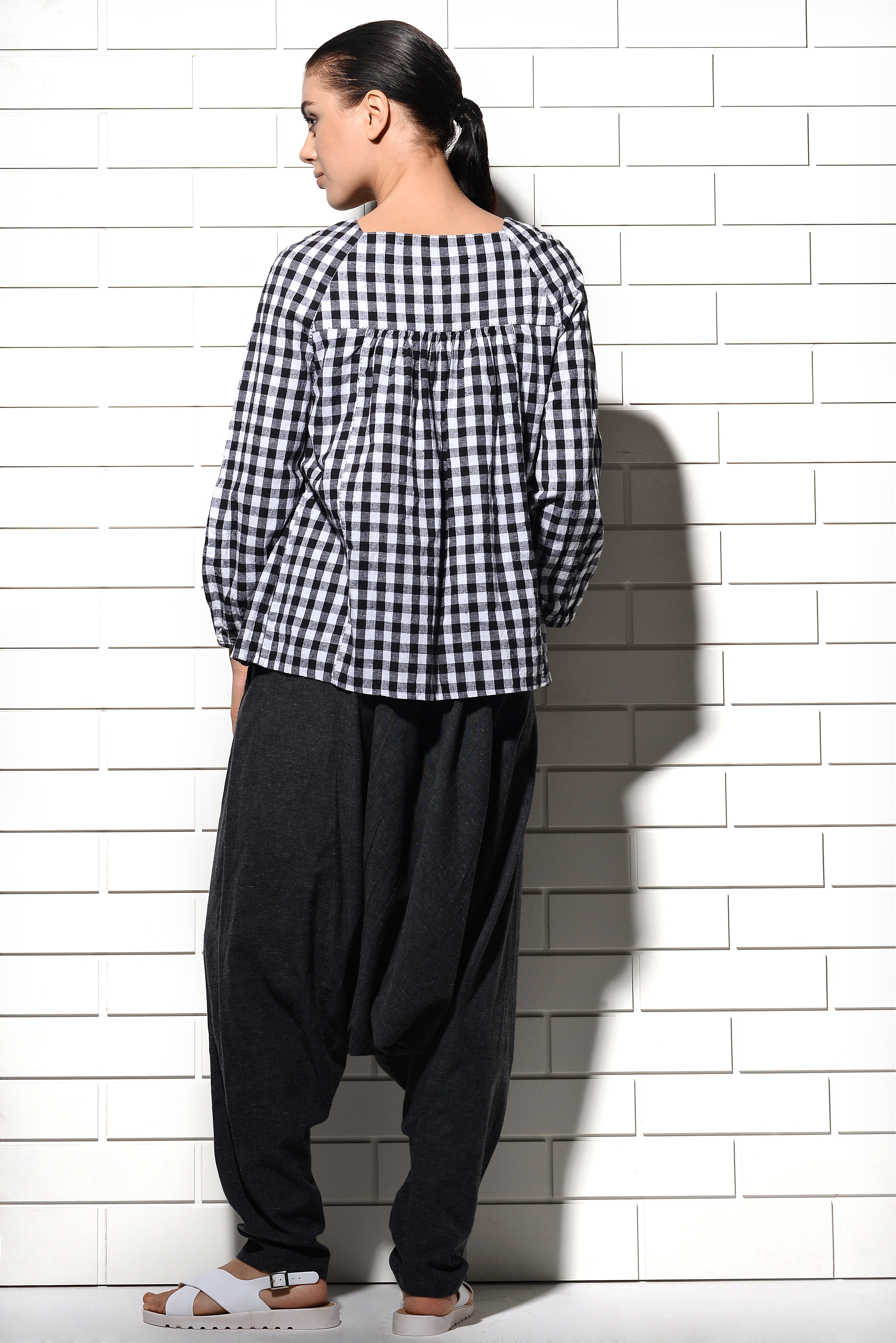 Alcazaba embroidered woven checks Blouse