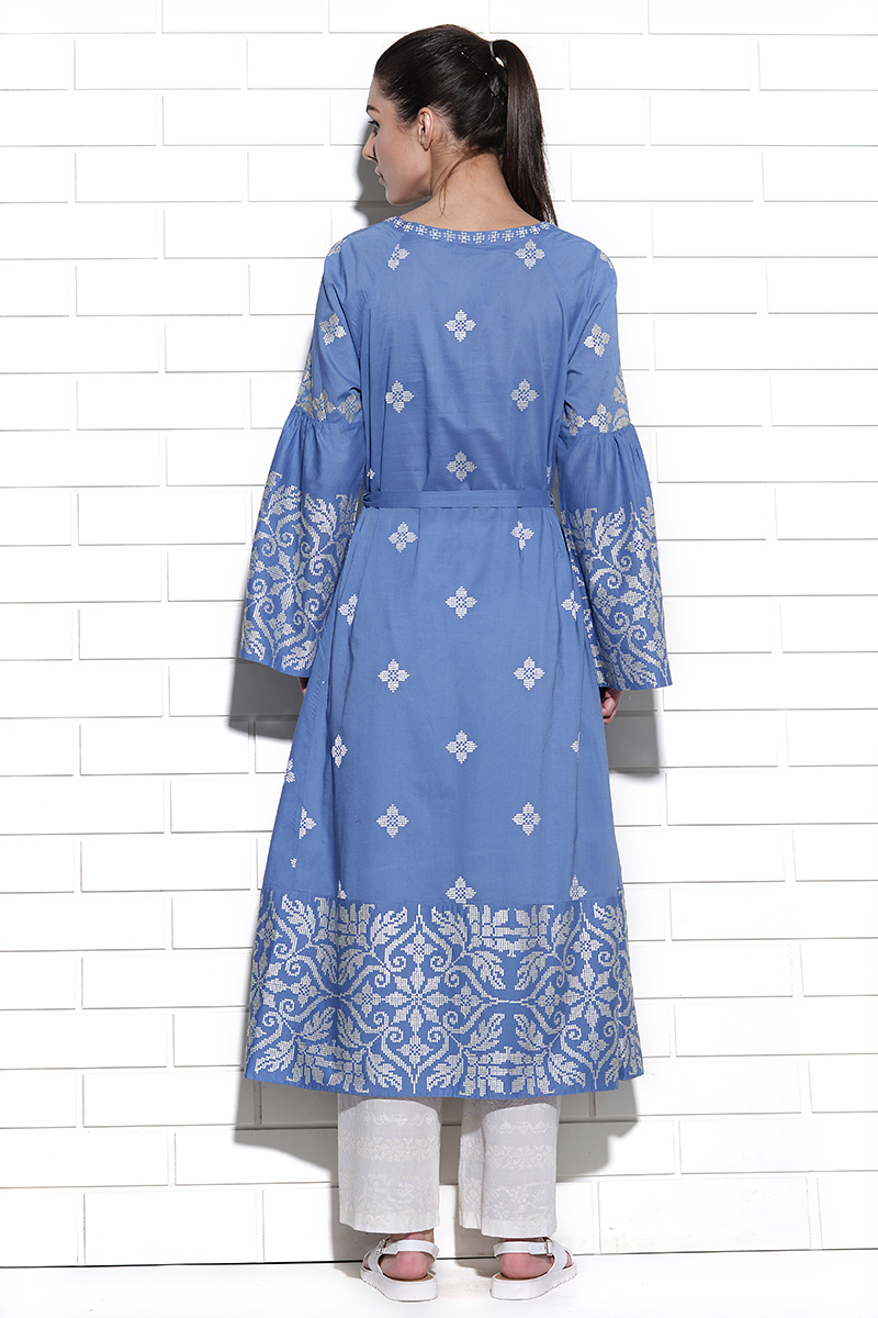 Sirocco belted kurta with geometric embroidery