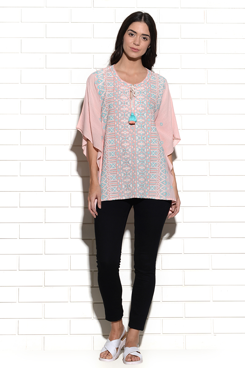 Embroidered Omis kaftan style top