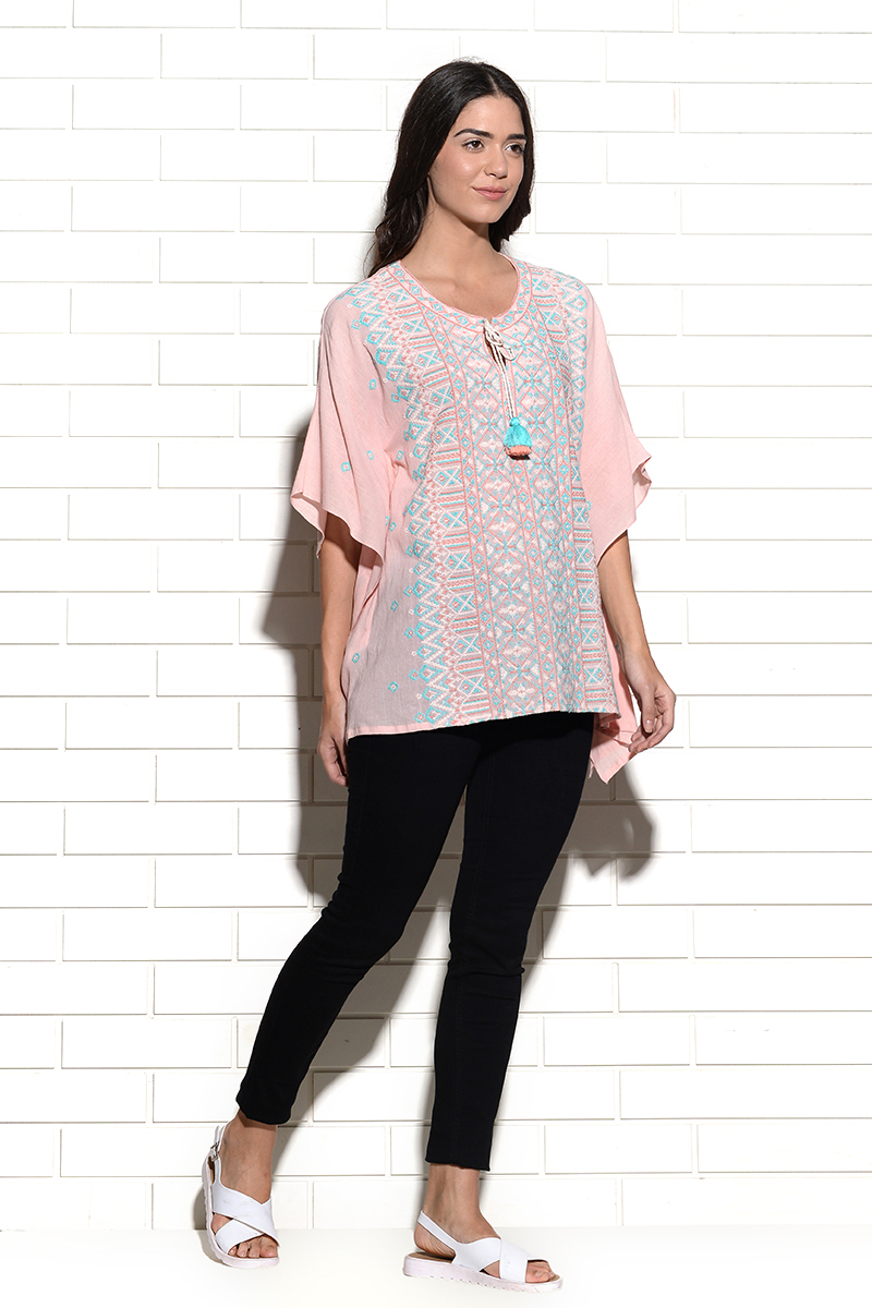 Embroidered Omis kaftan style top