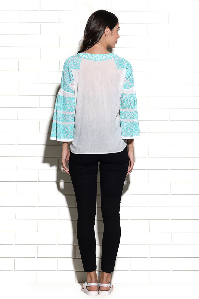 Peasant style Tribe top with placement embroidery