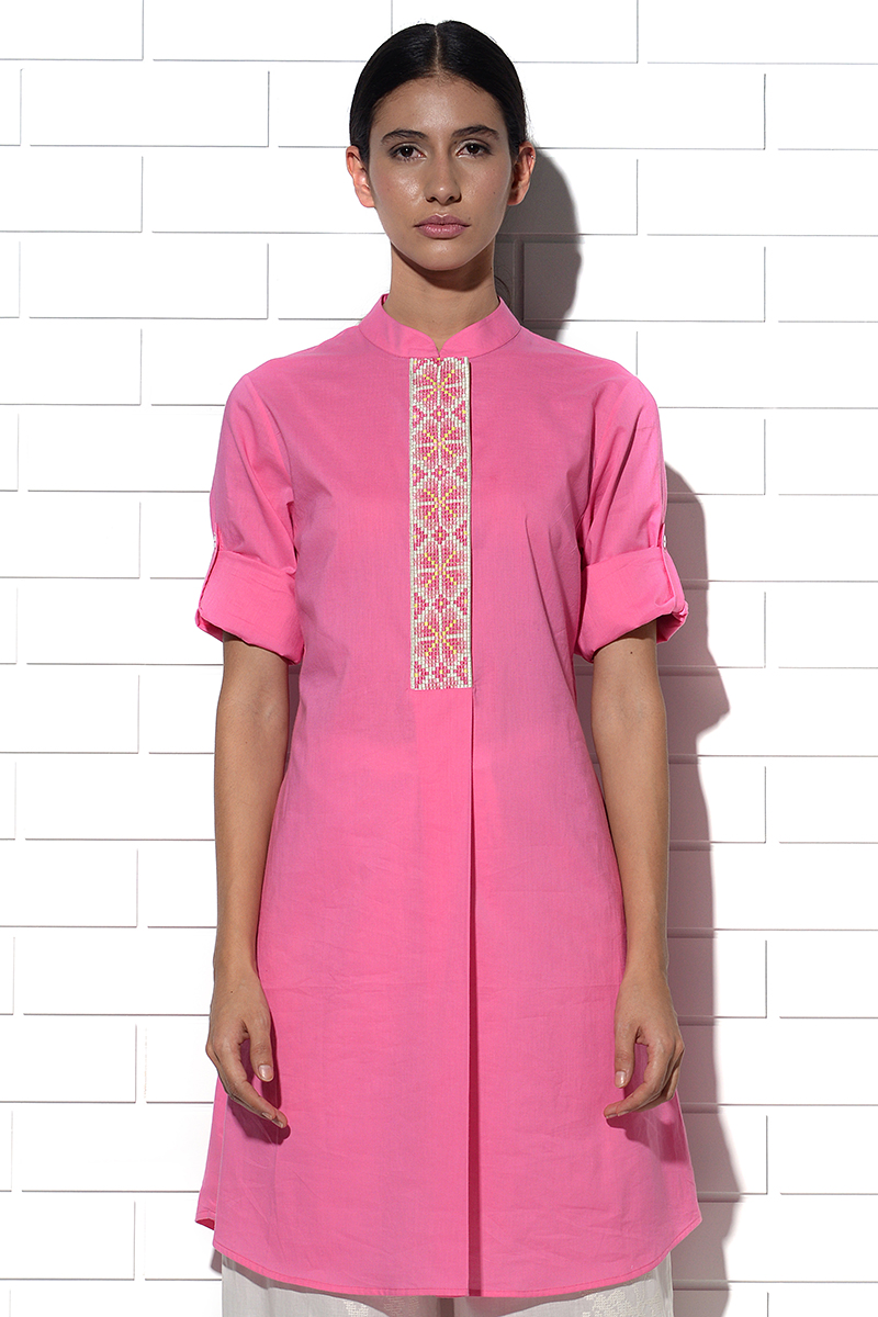 Angistri box pleat tunic in pink