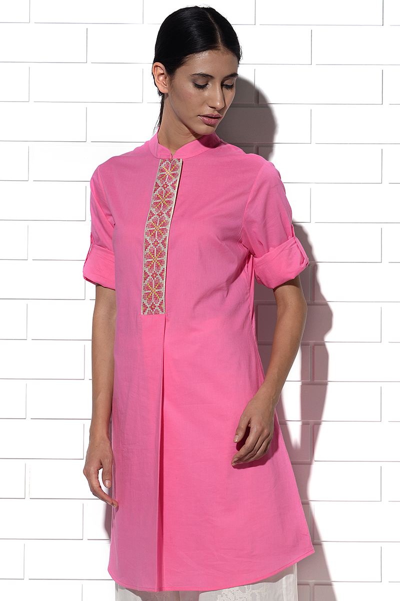 Angistri box pleat tunic in pink