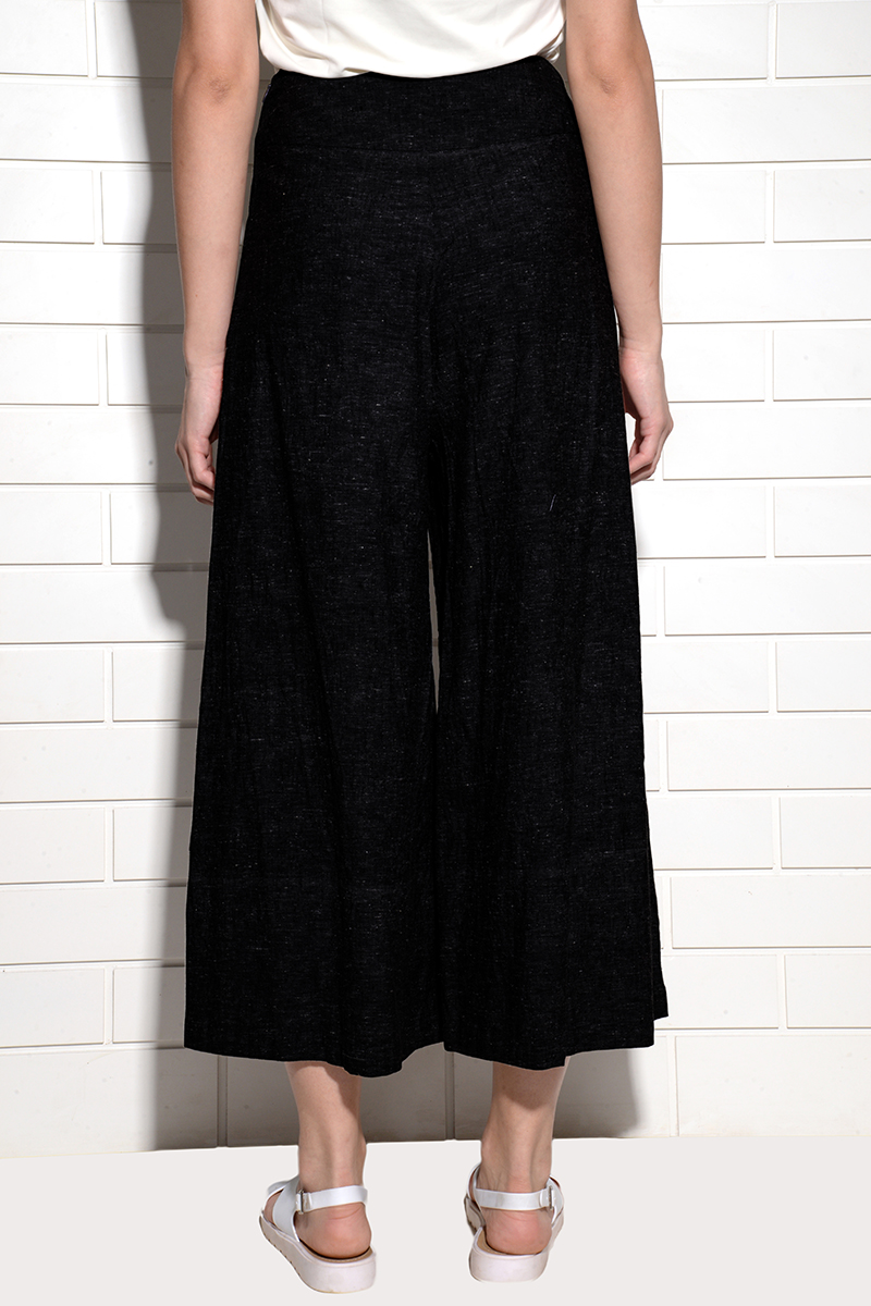 Caliph Wide Leg Cropped Pants Black