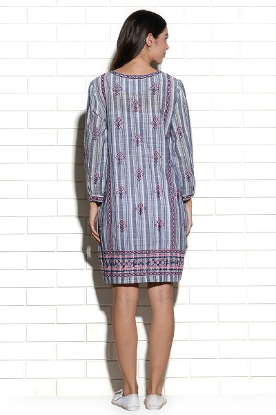 Embroidered Rijeka straight tunic dress