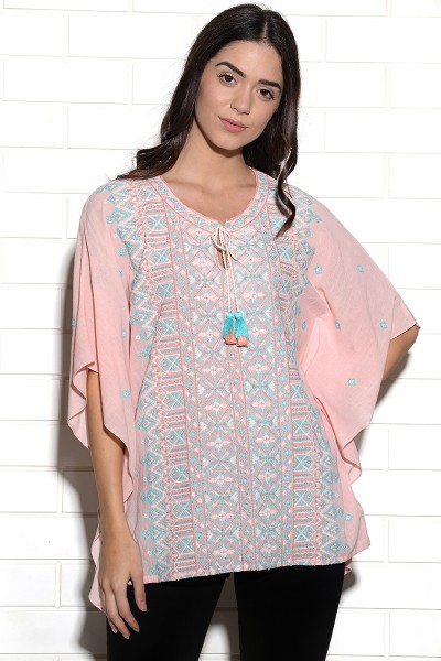 Embroidered Omis kaftan style top