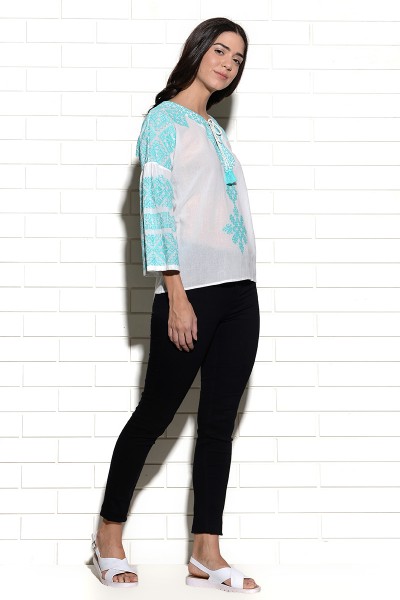 Peasant style Tribe top with placement embroidery
