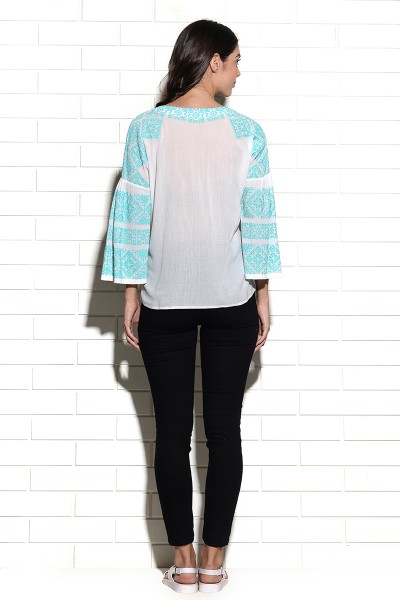 Peasant style Tribe top with placement embroidery
