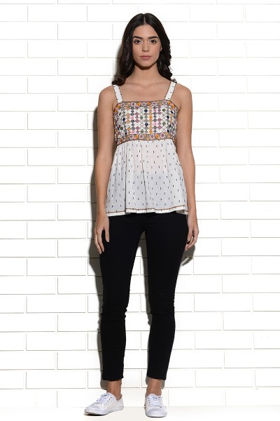 Mundra mirrorwork embroidered sleeveless top