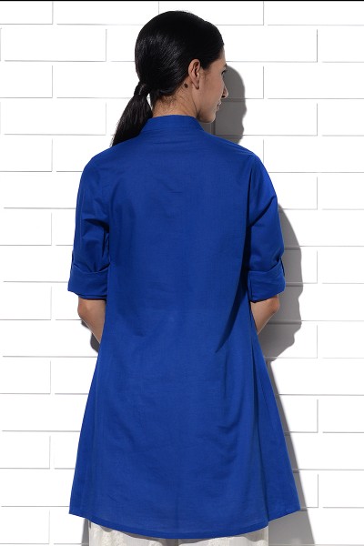 Angistri box pleat tunic in blue