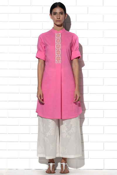 Angistri box pleat tunic in pink