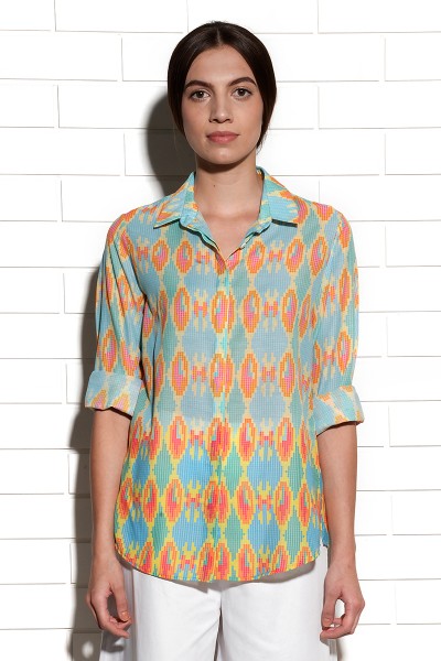 Ocean printed ikat shirt