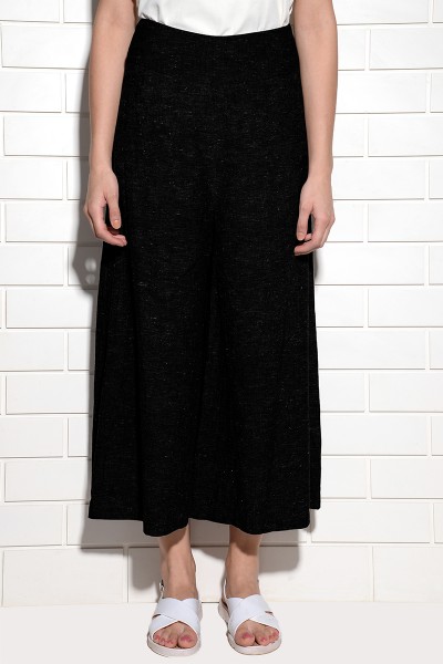 Caliph Wide Leg Cropped Pants Black