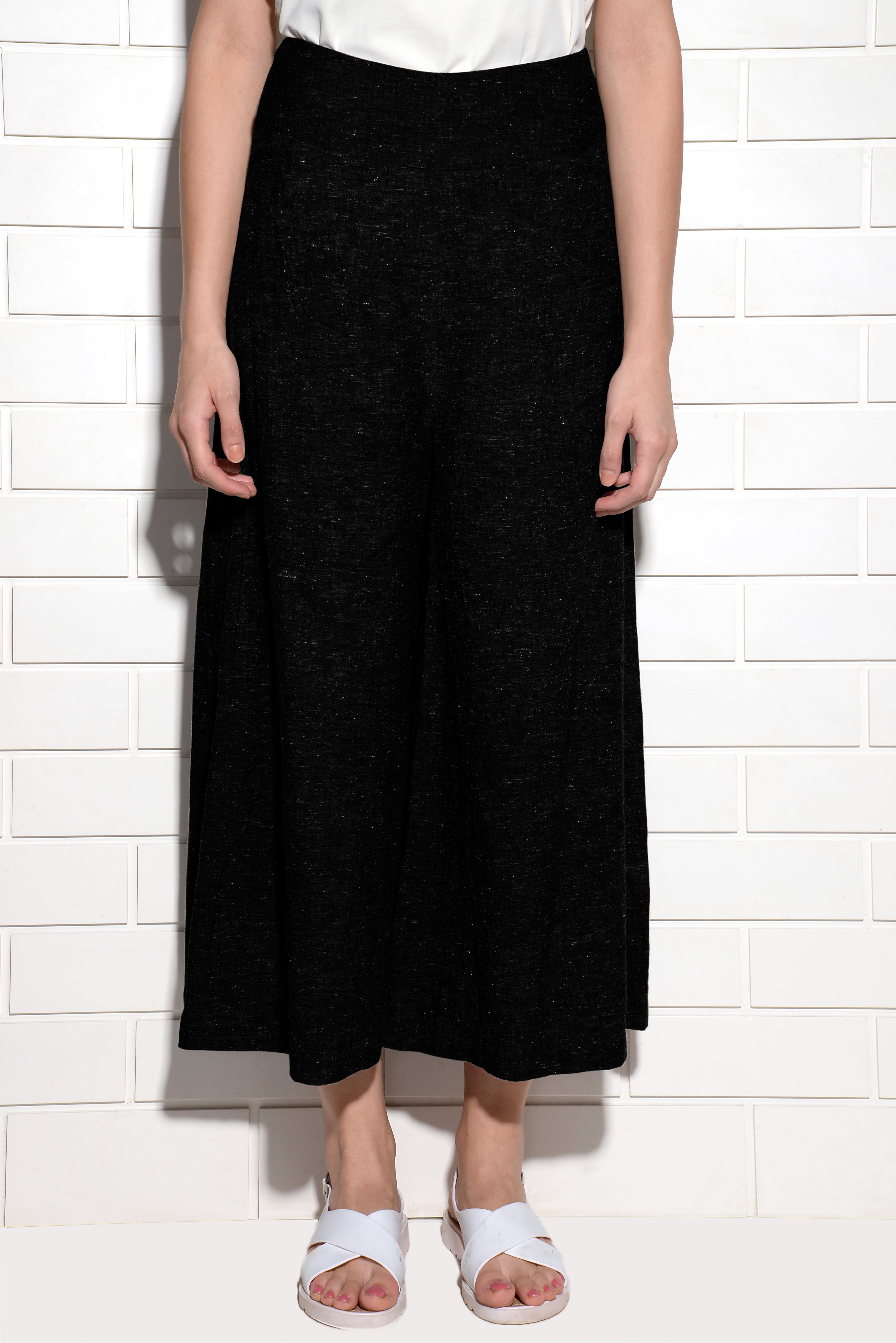 Caliph wide leg cropped pants black