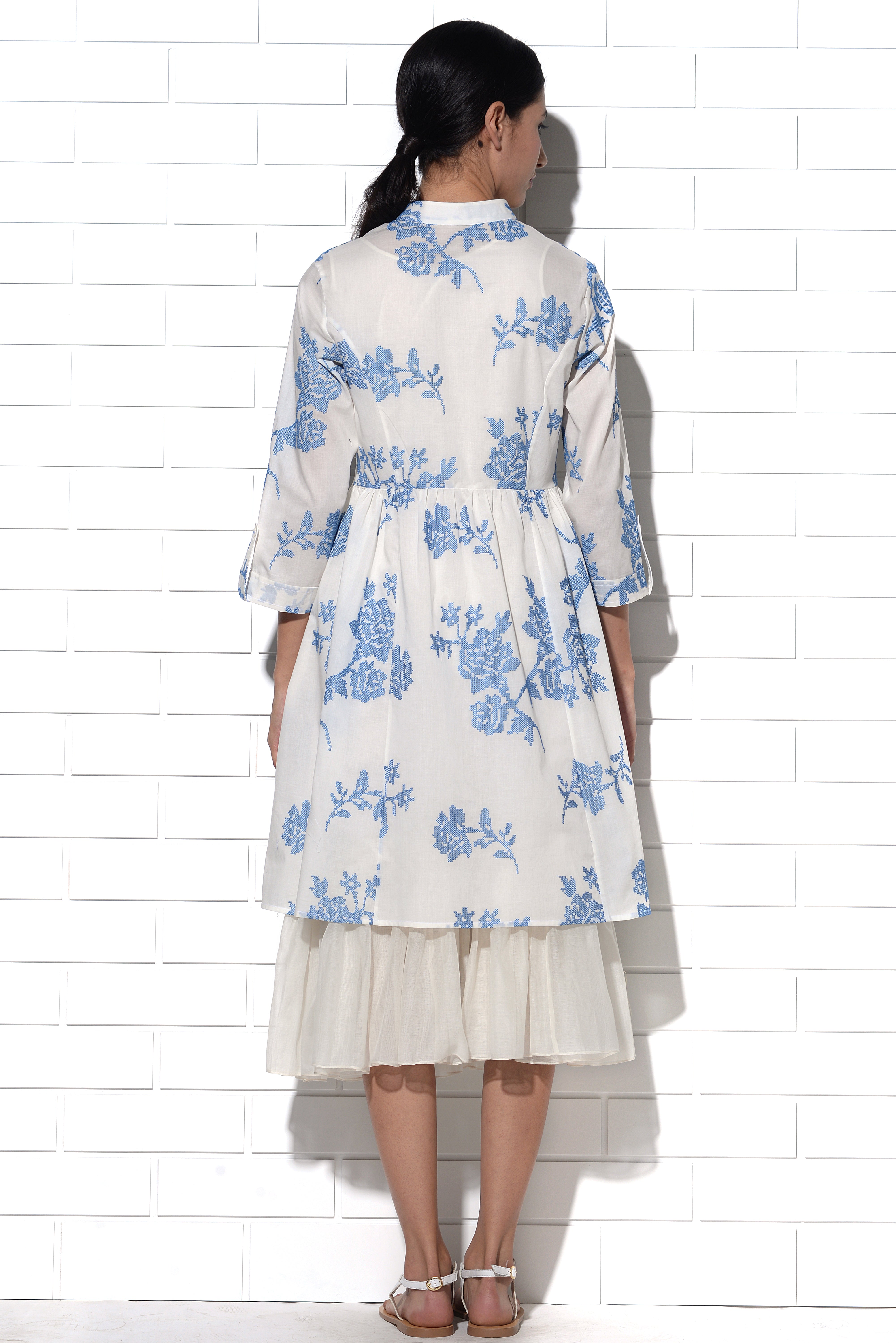 Majorca Ivory by blue embroidered summer dress