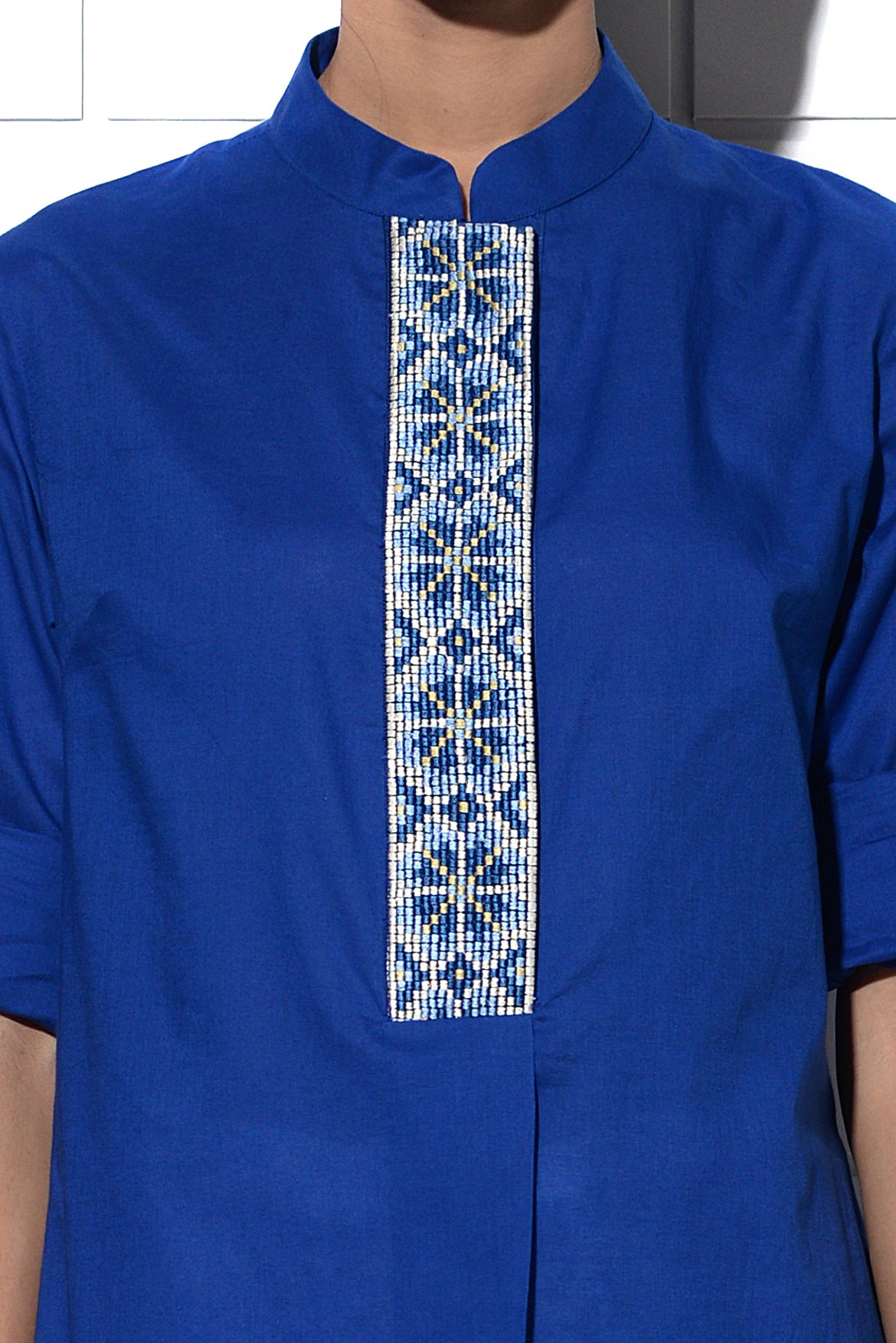 Angistri box pleat tunic in blue