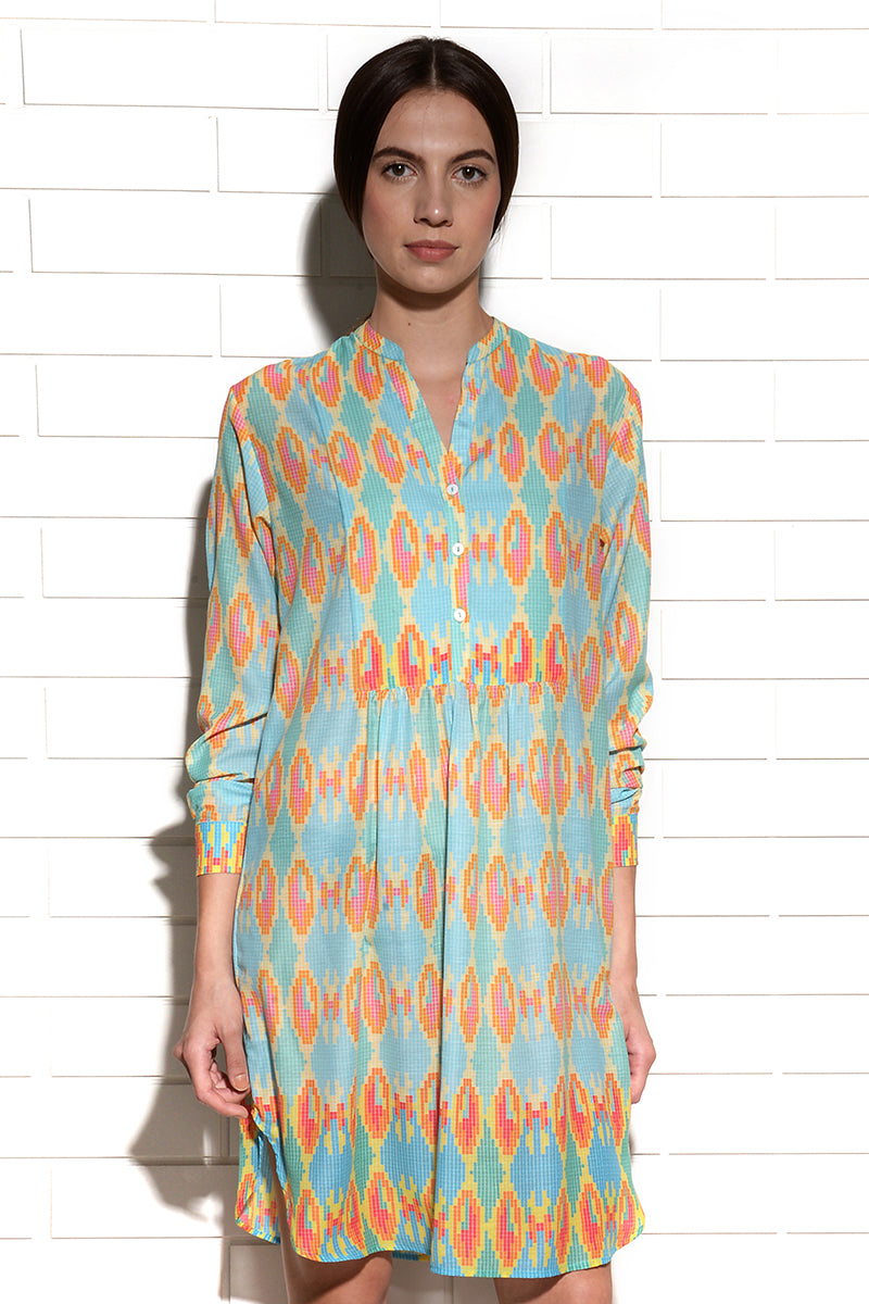 Aqua ombre pleated tunic