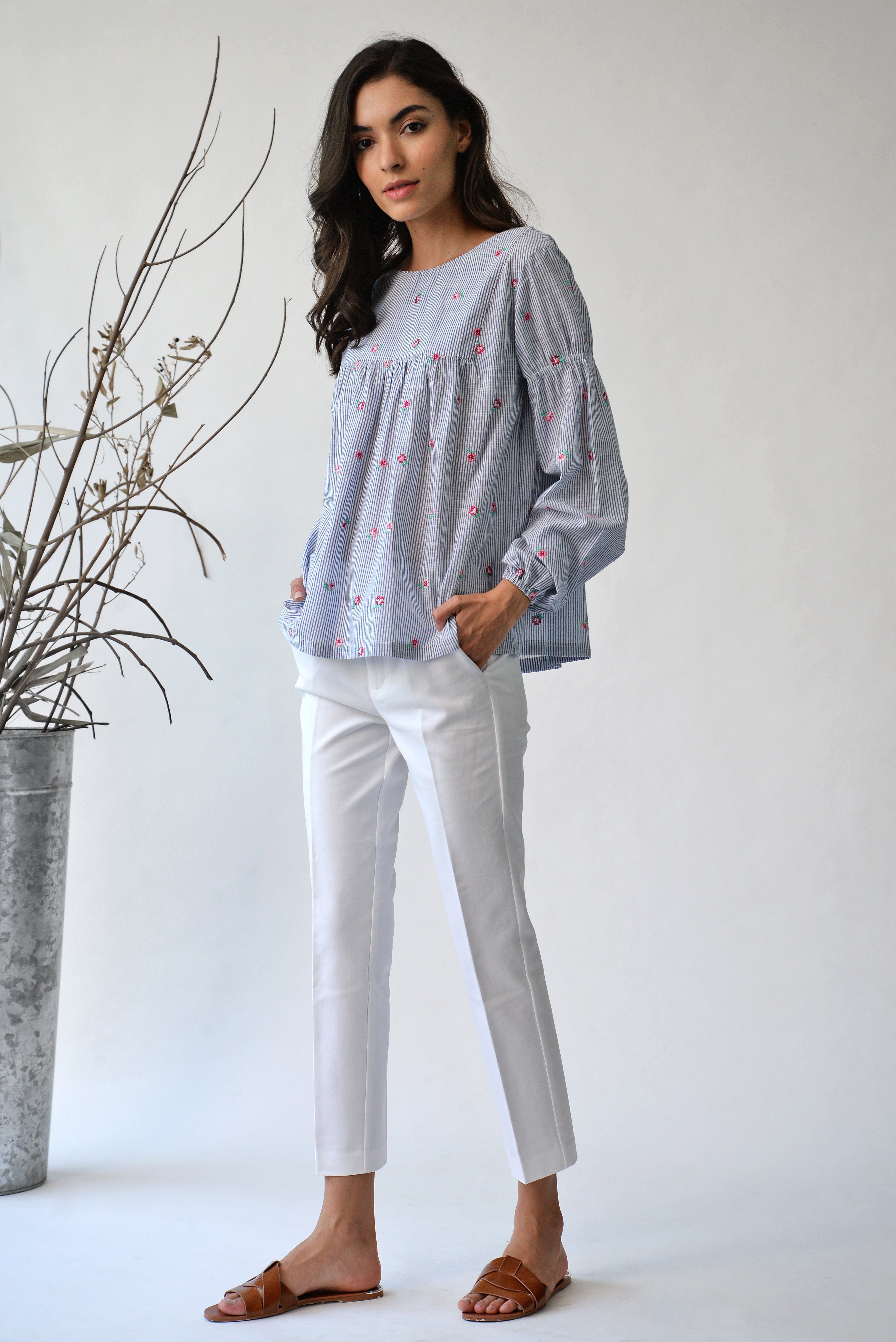 Floribunda Rose Peasant Top