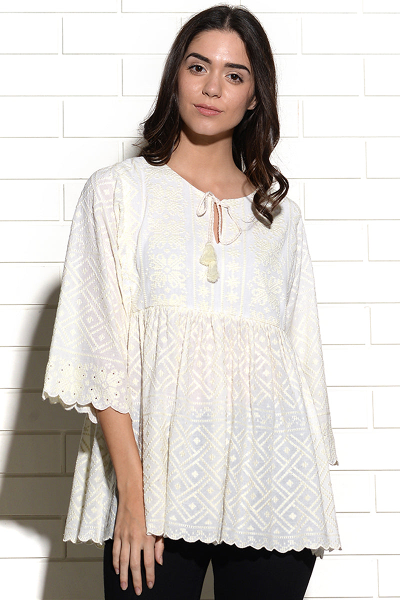 Opatija embroidered peasant Top