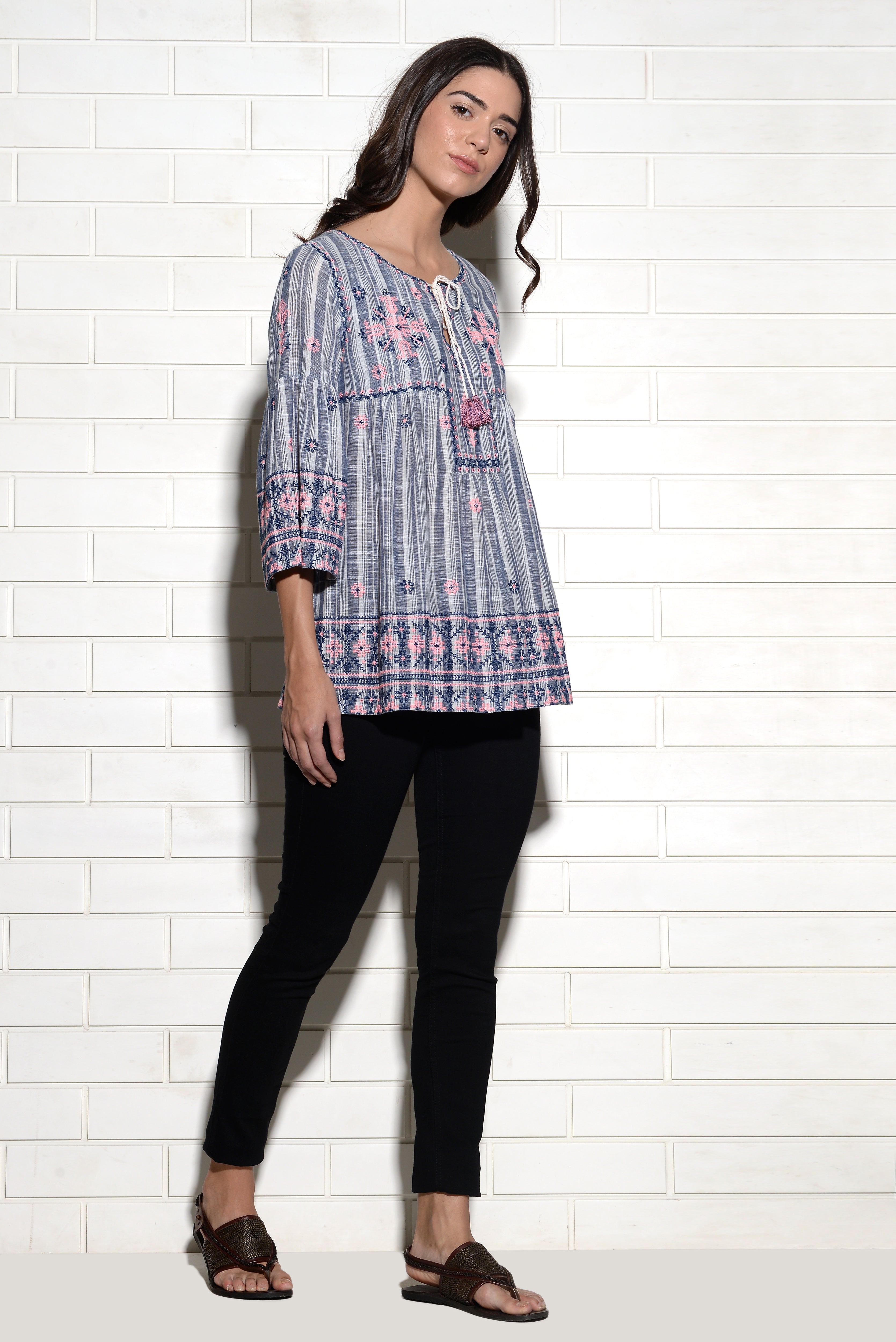 Novalja embroidered top with tassles