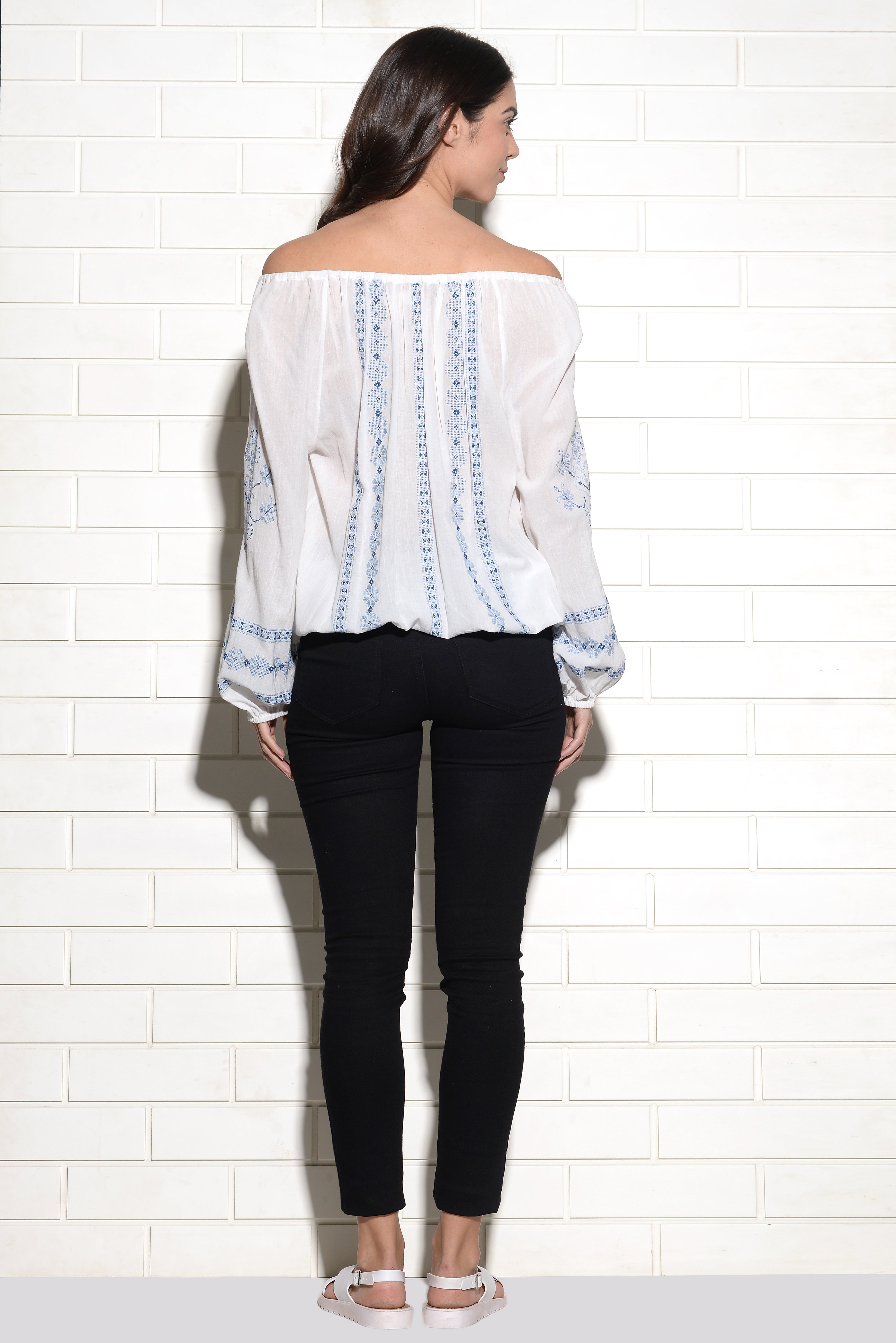 Off shoulder Zagreb embroidered top