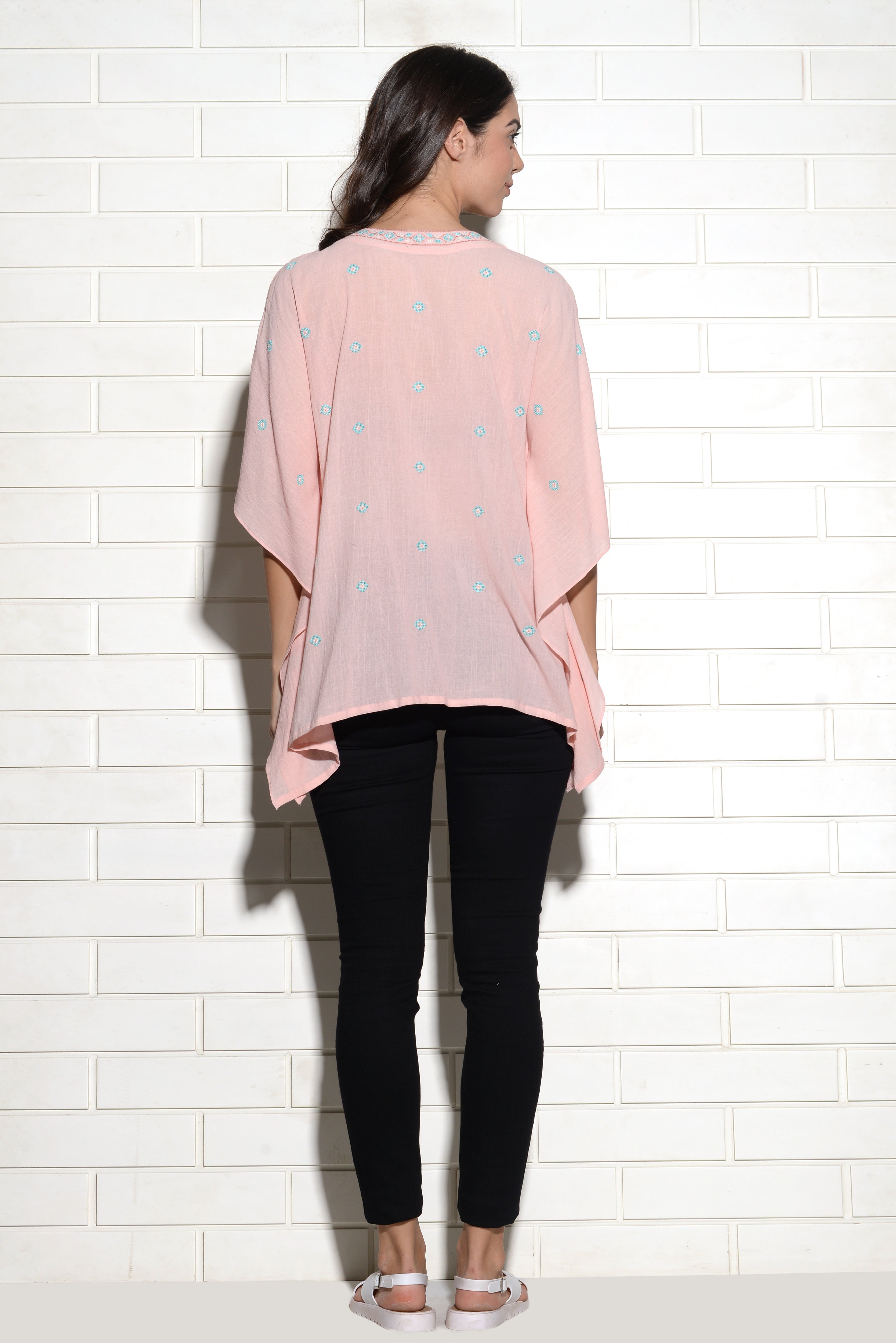 Embroidered Omis kaftan style top