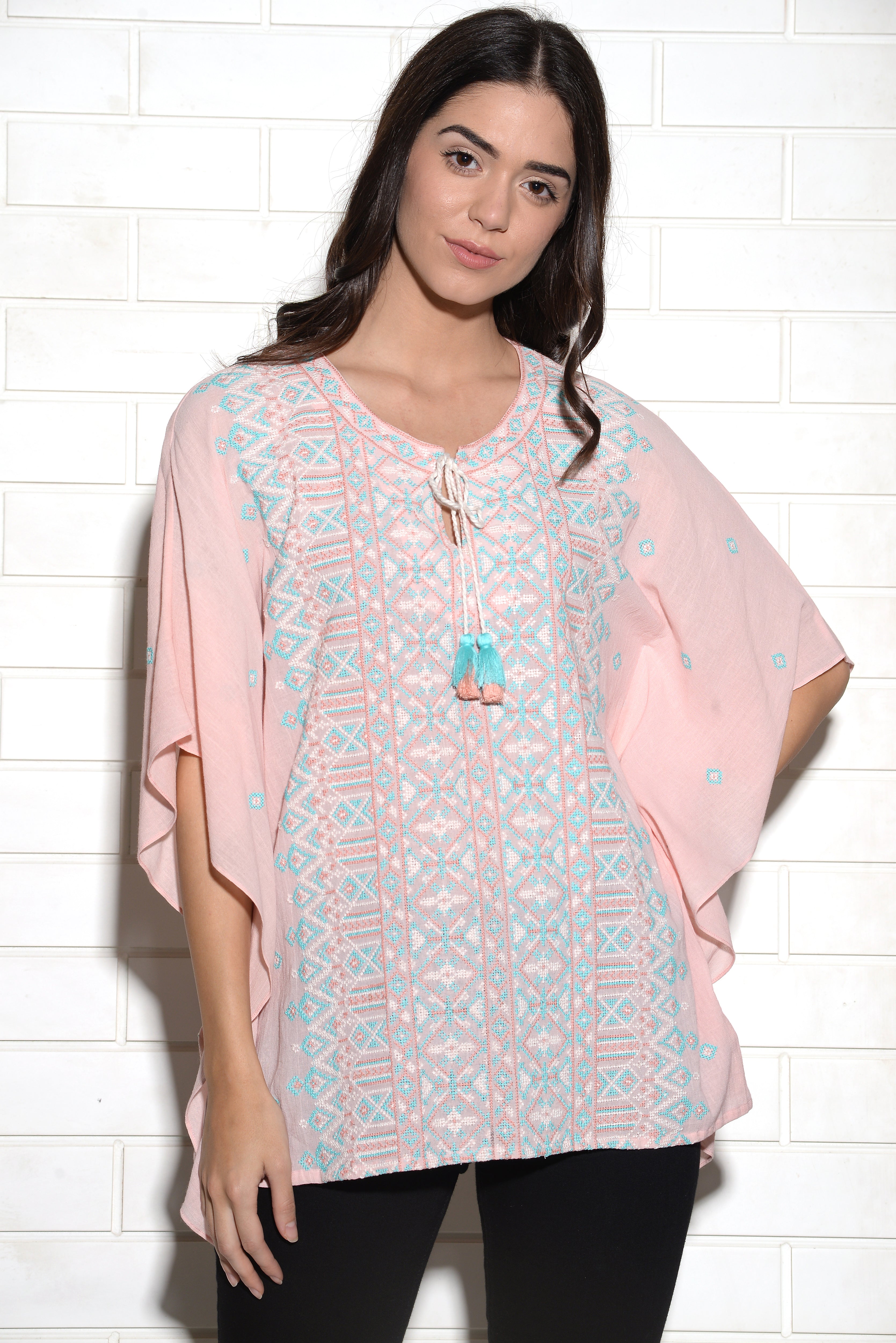 Embroidered Omis kaftan style top