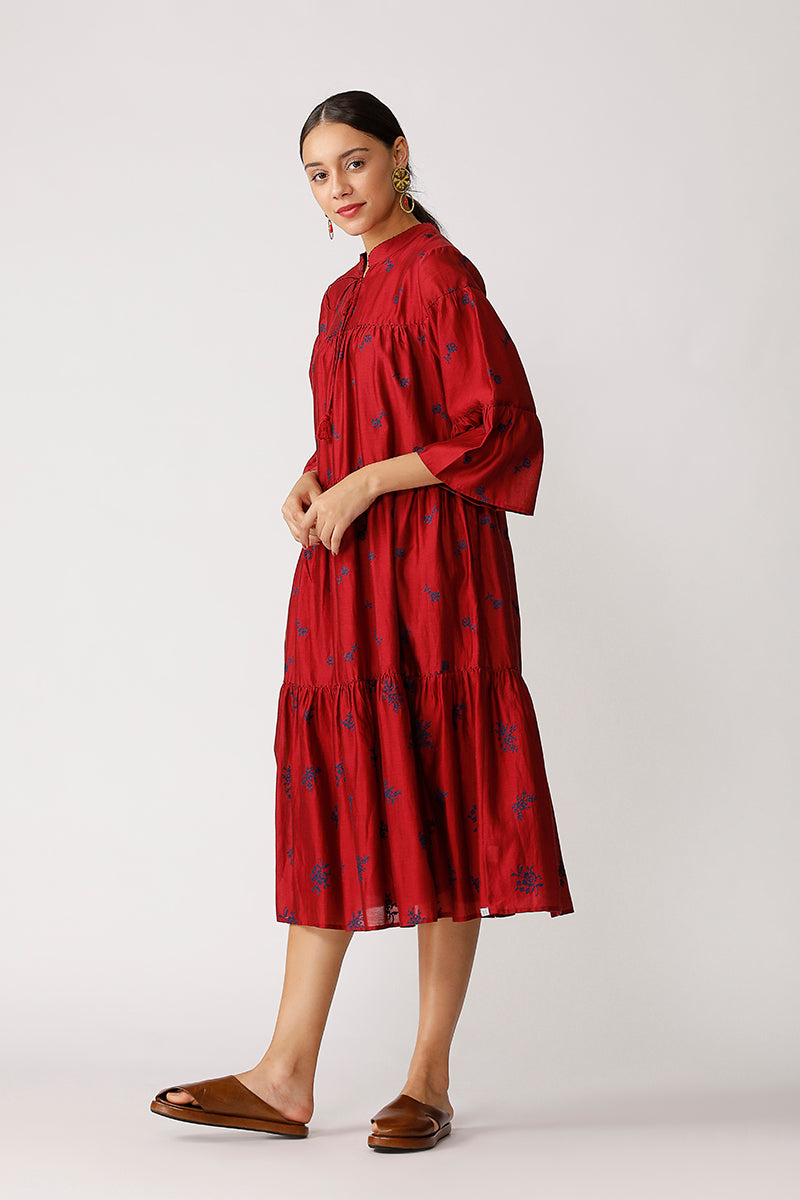 Twister Embroidered Tiered Dress
