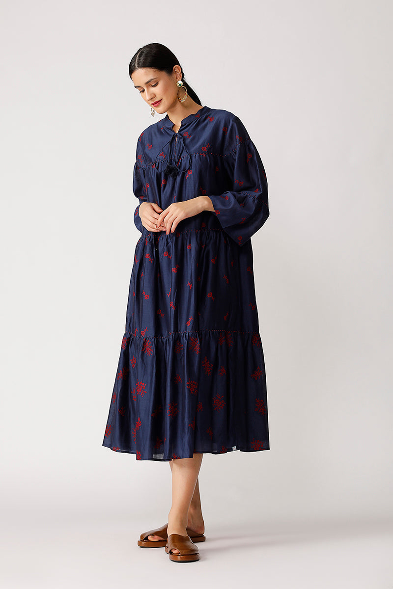 Twister Embroidered Tiered Dress