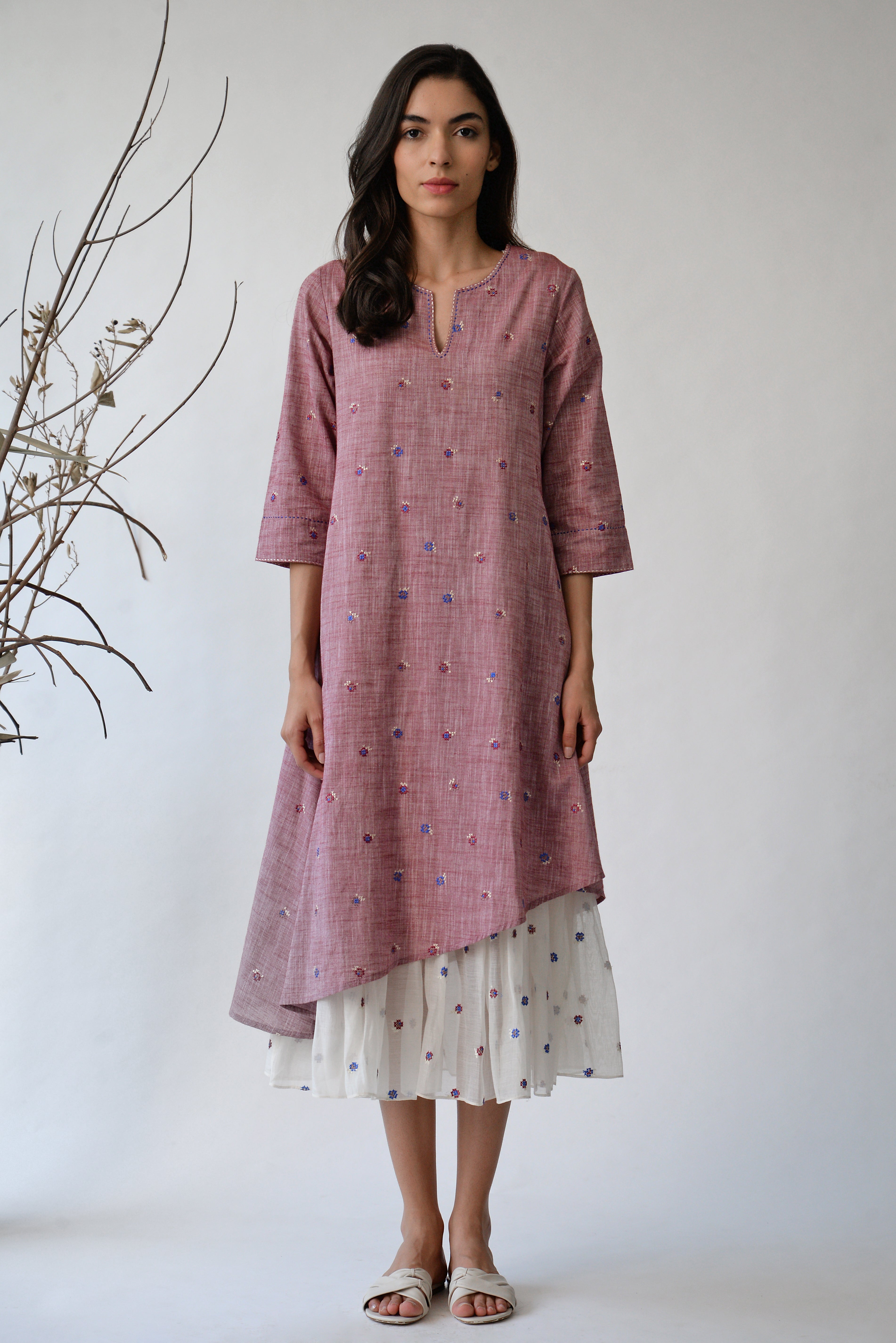 Albertine Rose Asymmetric Kurta