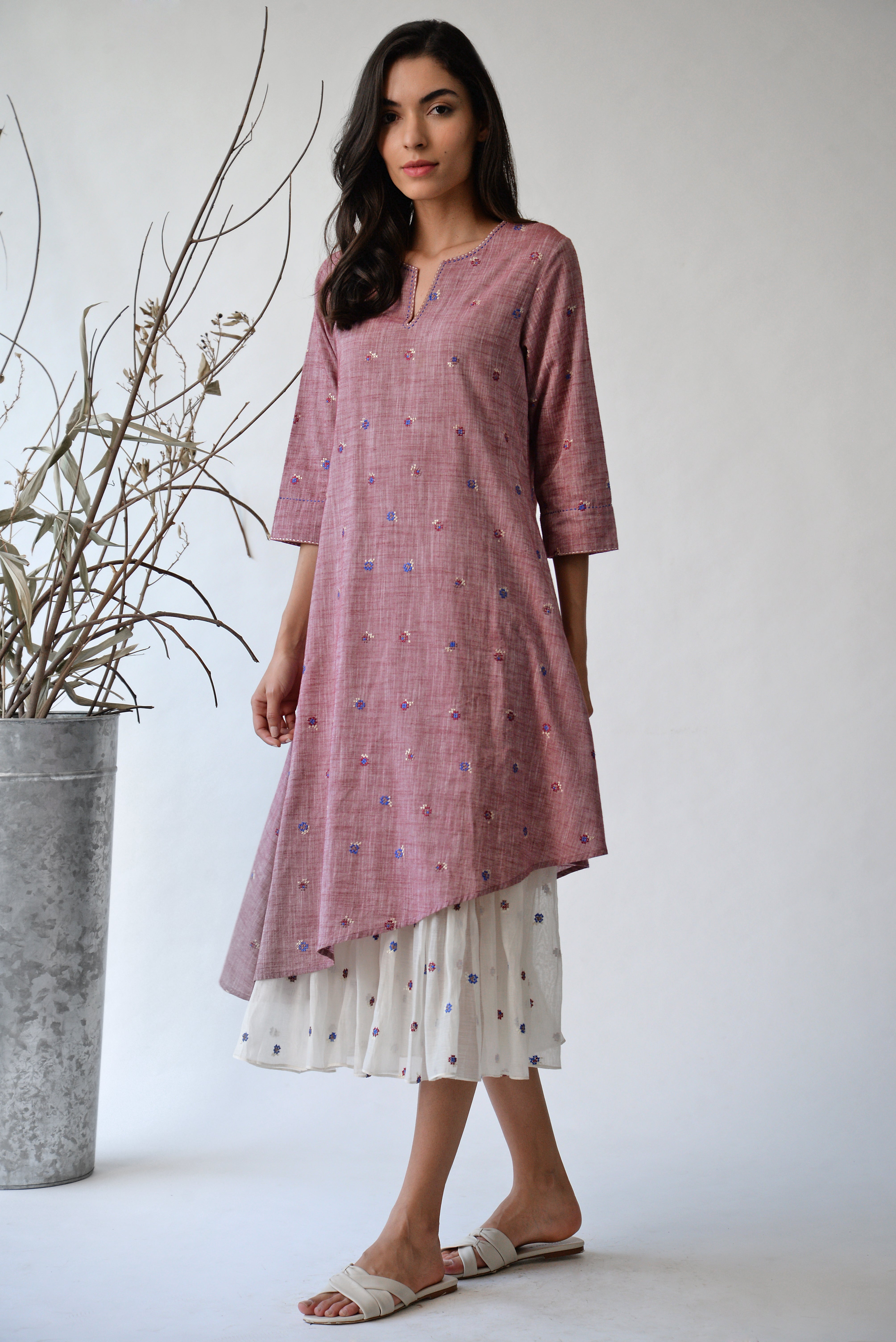 Albertine Rose Asymmetric Kurta