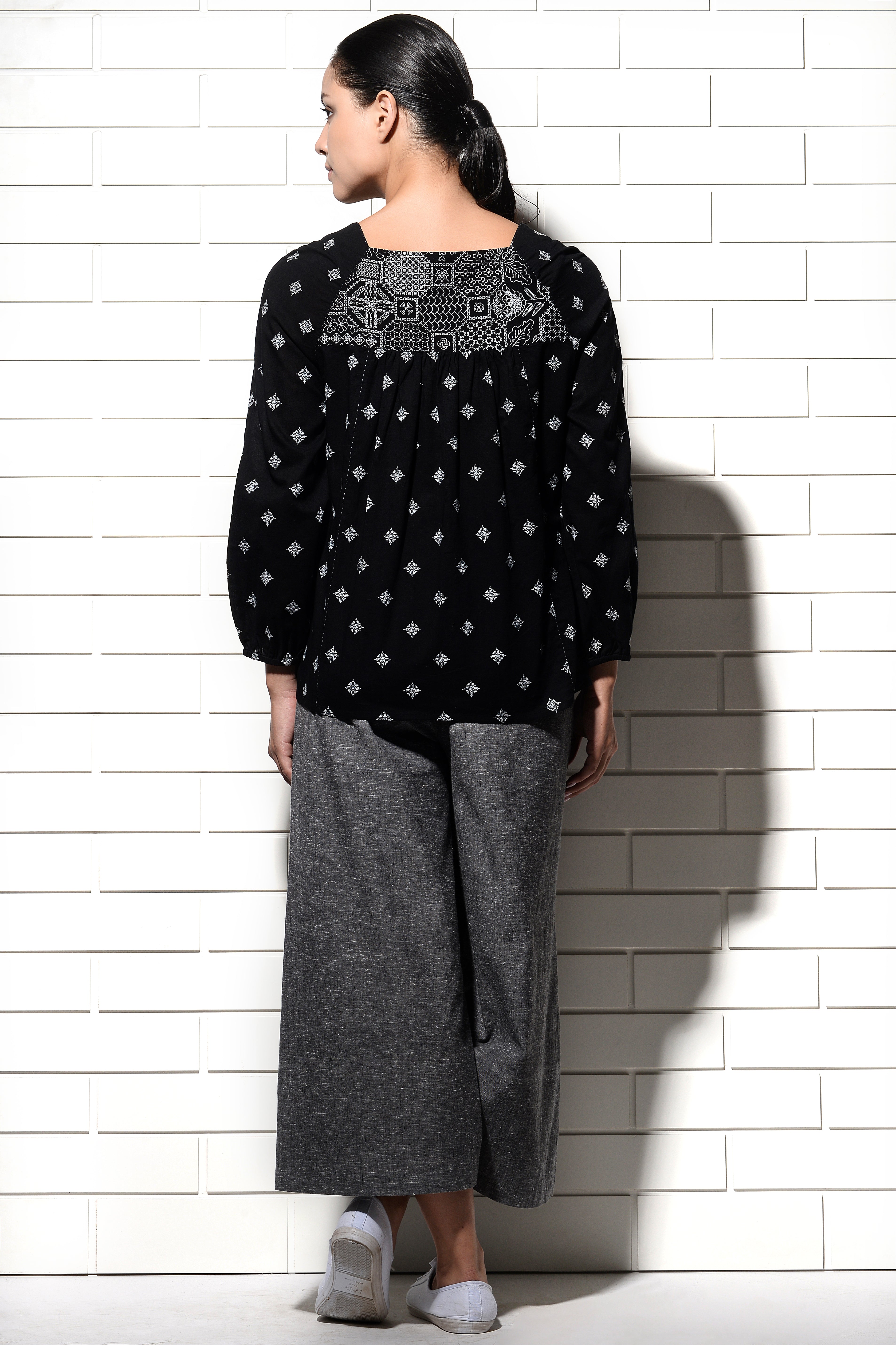 Caliph wide leg cropped pants charcoal