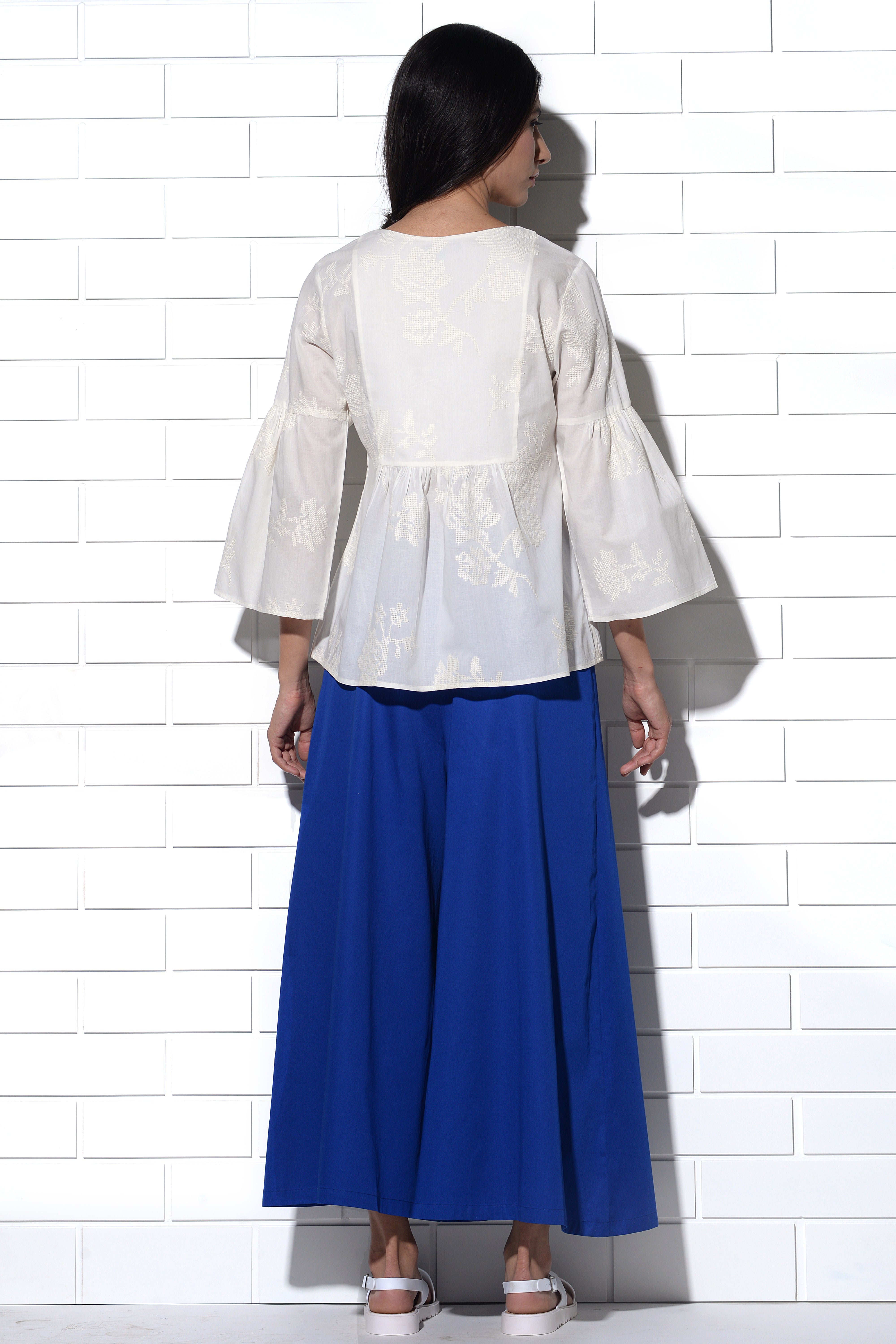 Corsica ivory gathered pheasant blouse
